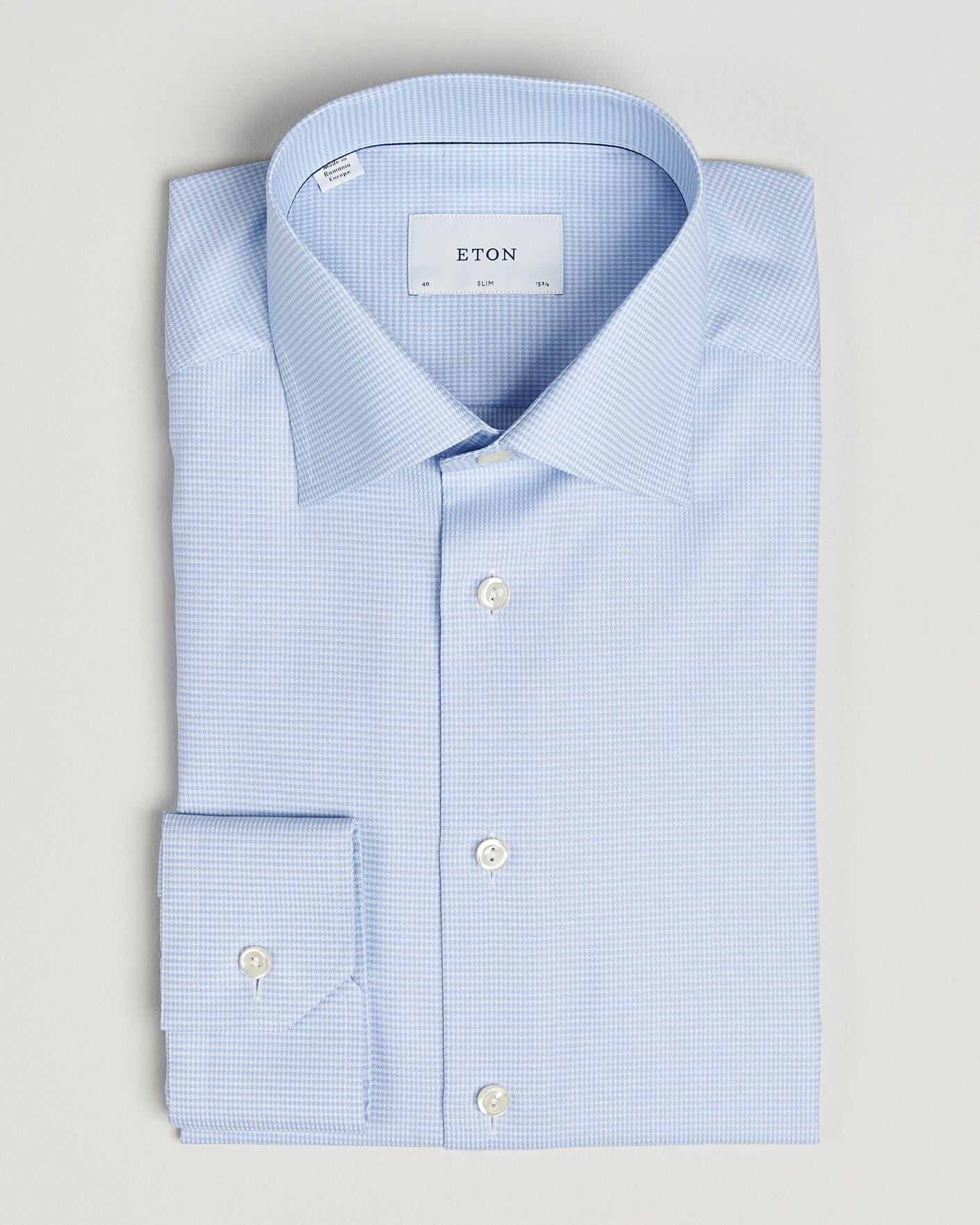 Herre | Skjorter | Eton | Slim Fit Signature Twill Houndstooth Shirt Light Blue