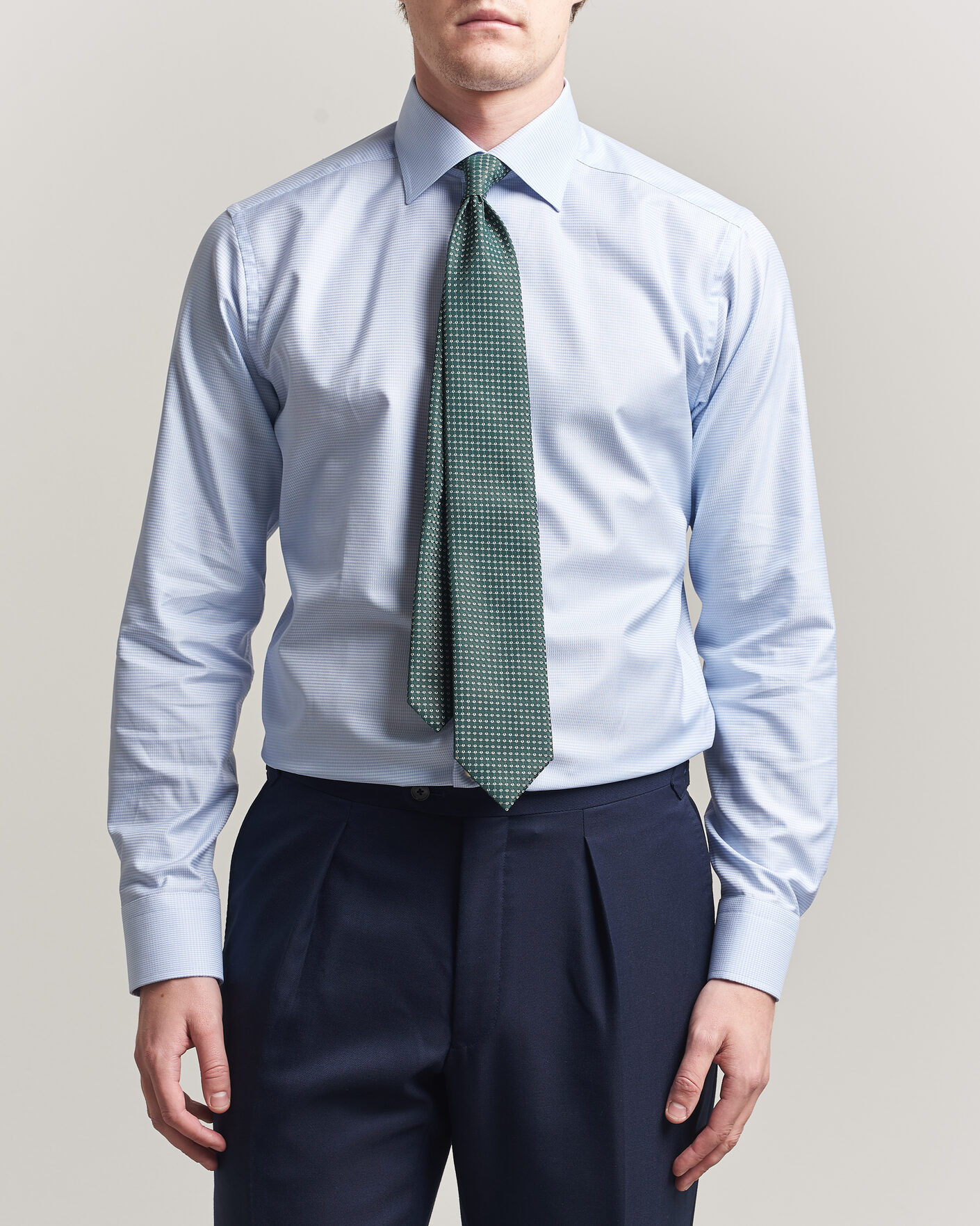 Herre | Skjorter | Eton | Slim Fit Signature Twill Houndstooth Shirt Light Blue