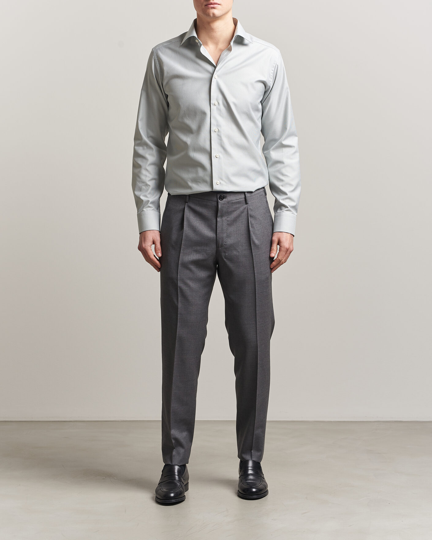 Herre | Skjorter | Eton | Slim Fit Signature Twill Houndstooth Shirt Light Green