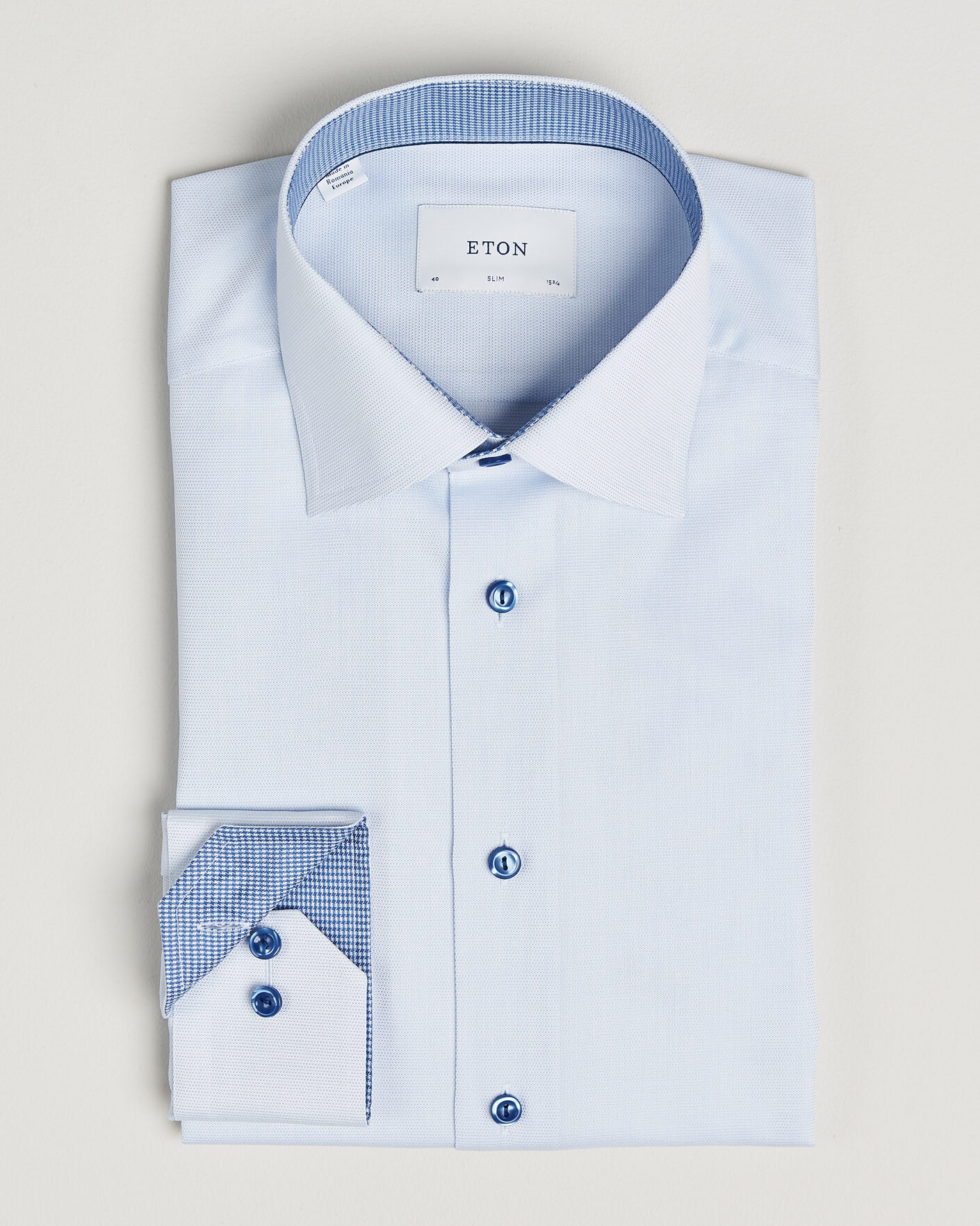 Herre | Skjorter | Eton | Slim Fit Signature Twill Contrast Shirt Light Blue