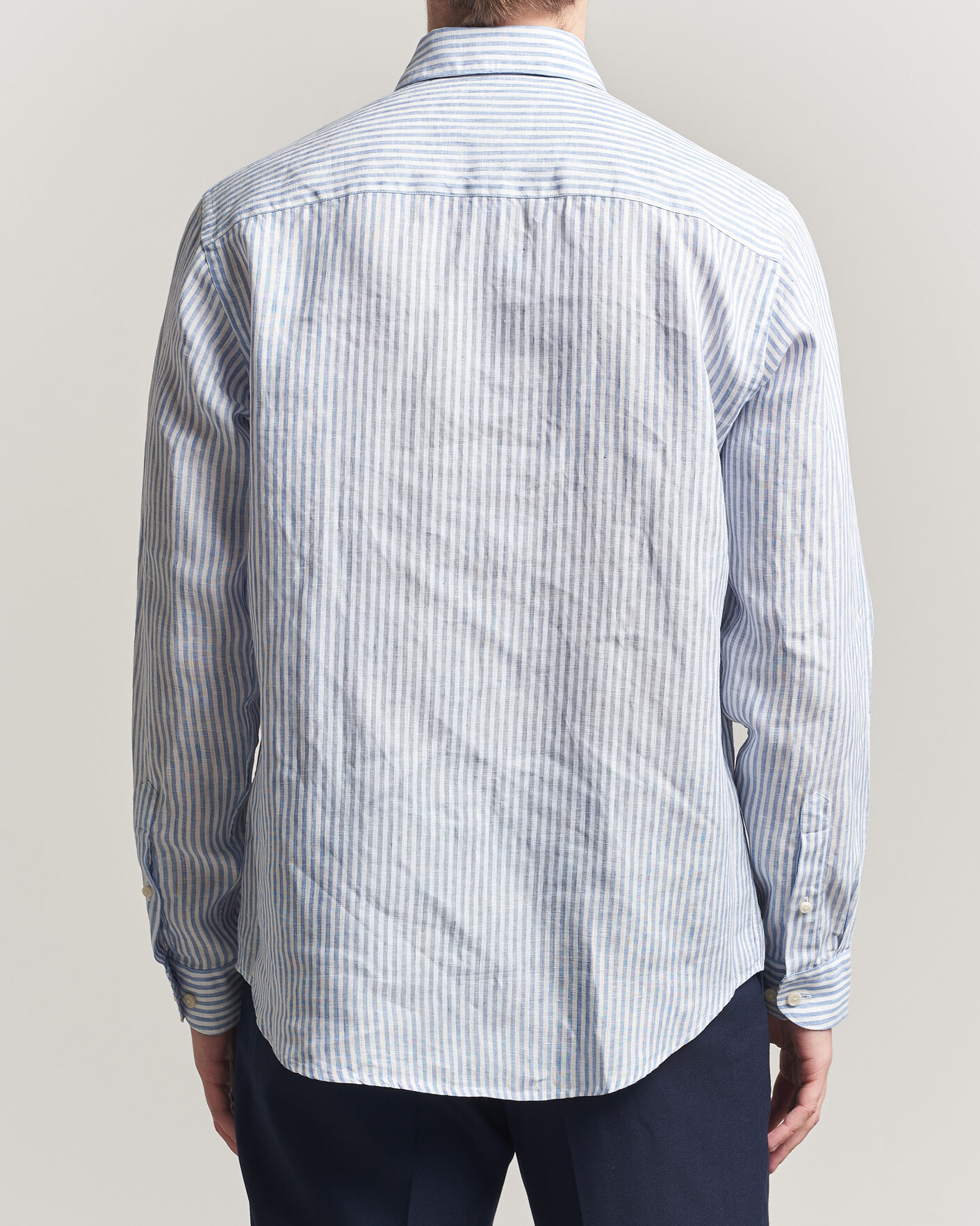 Herre | Skjorter | Eton | Casual Fit Striped Linen Shirt Light Blue
