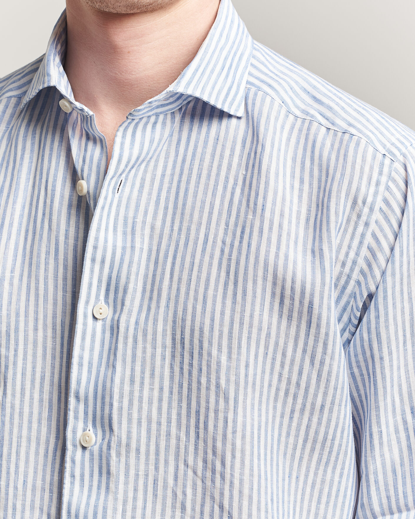 Herre | Skjorter | Eton | Casual Fit Striped Linen Shirt Light Blue