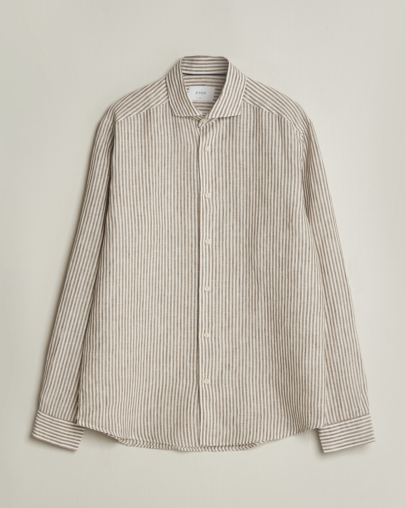 Herre | Skjorter | Eton | Casual Fit Striped Linen Shirt Beige