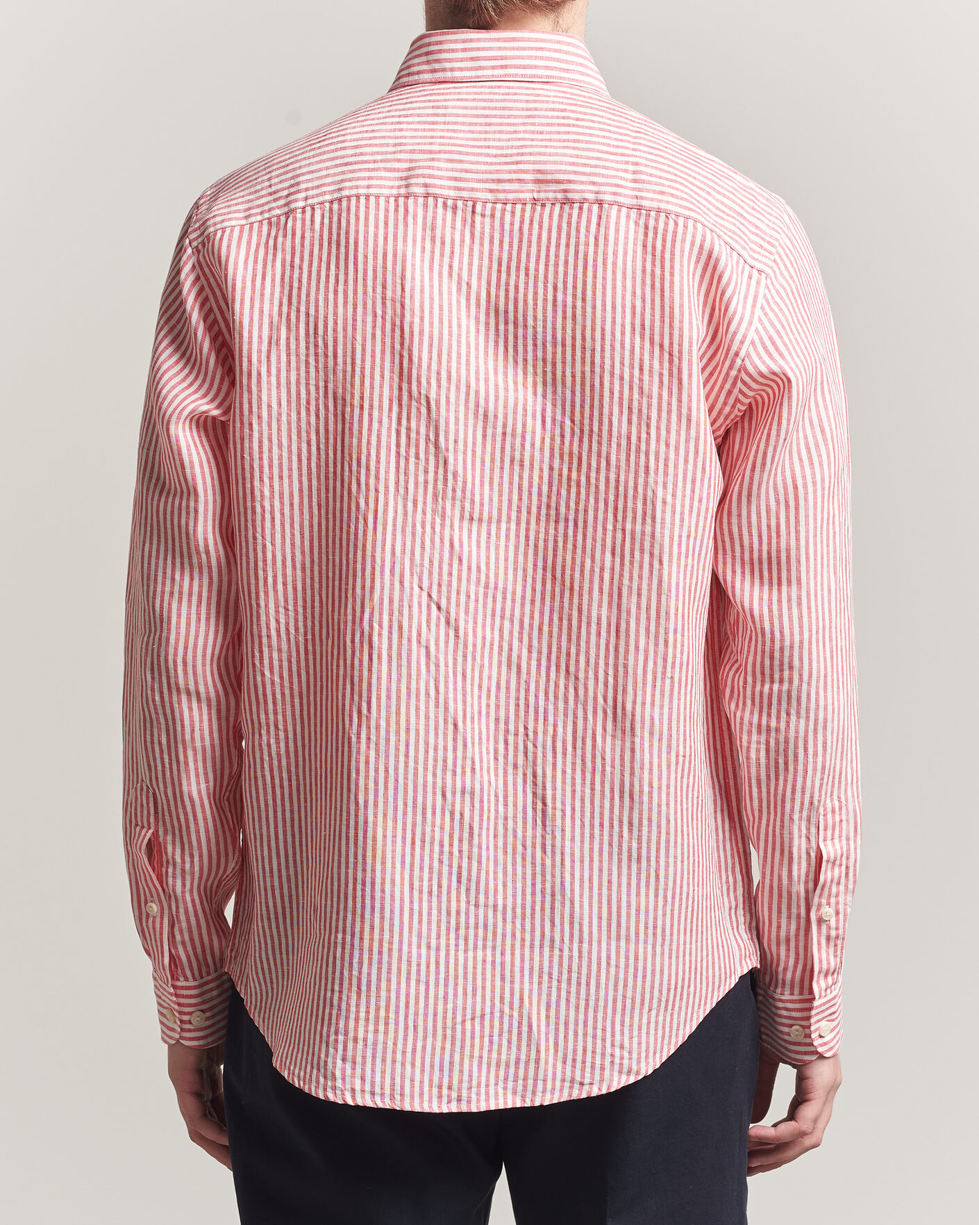 Herre | Skjorter | Eton | Casual Fit Striped Linen Shirt Red