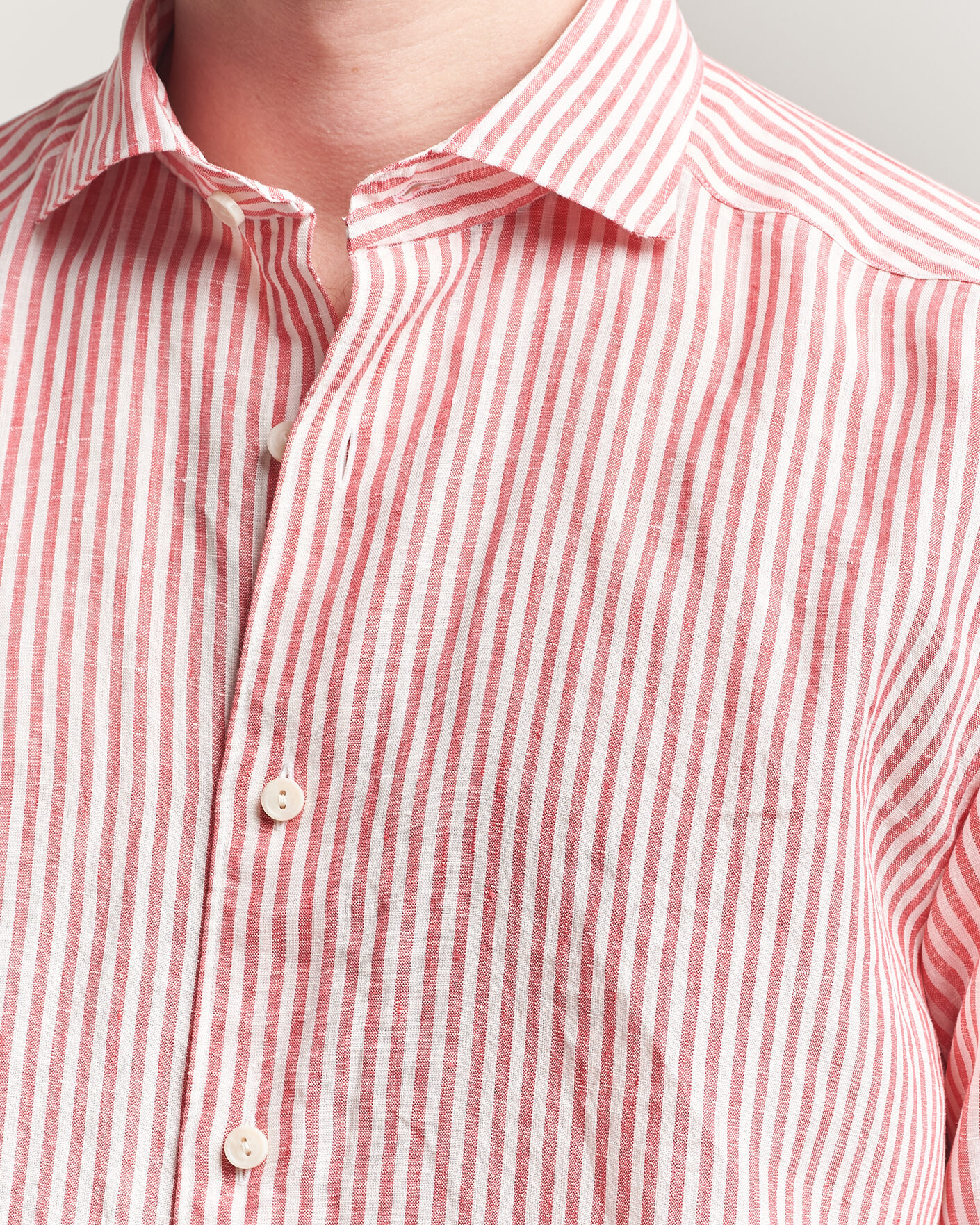 Herre | Skjorter | Eton | Casual Fit Striped Linen Shirt Red
