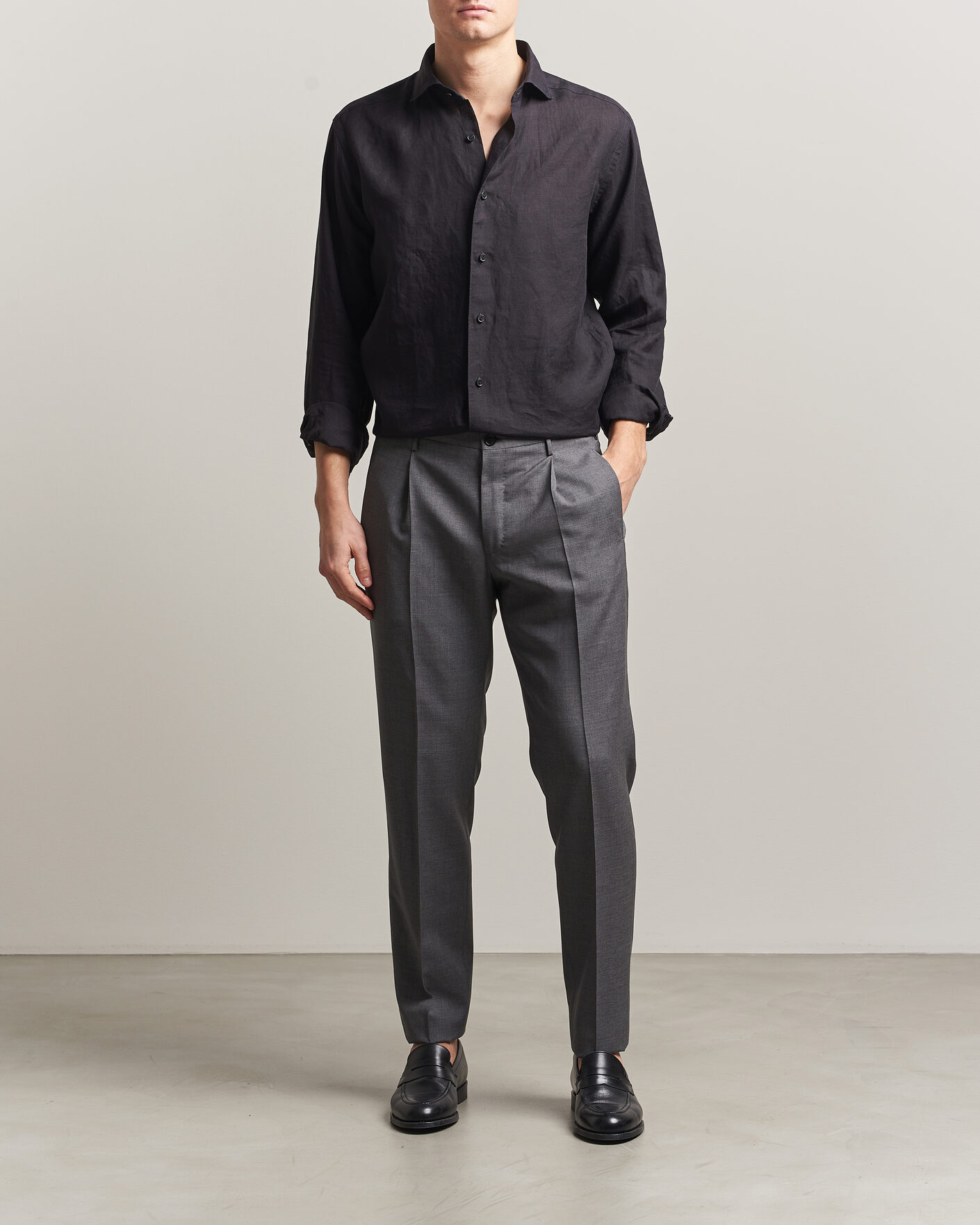 Herre | Skjorter | Eton | Casual Fit Linen Shirt Black