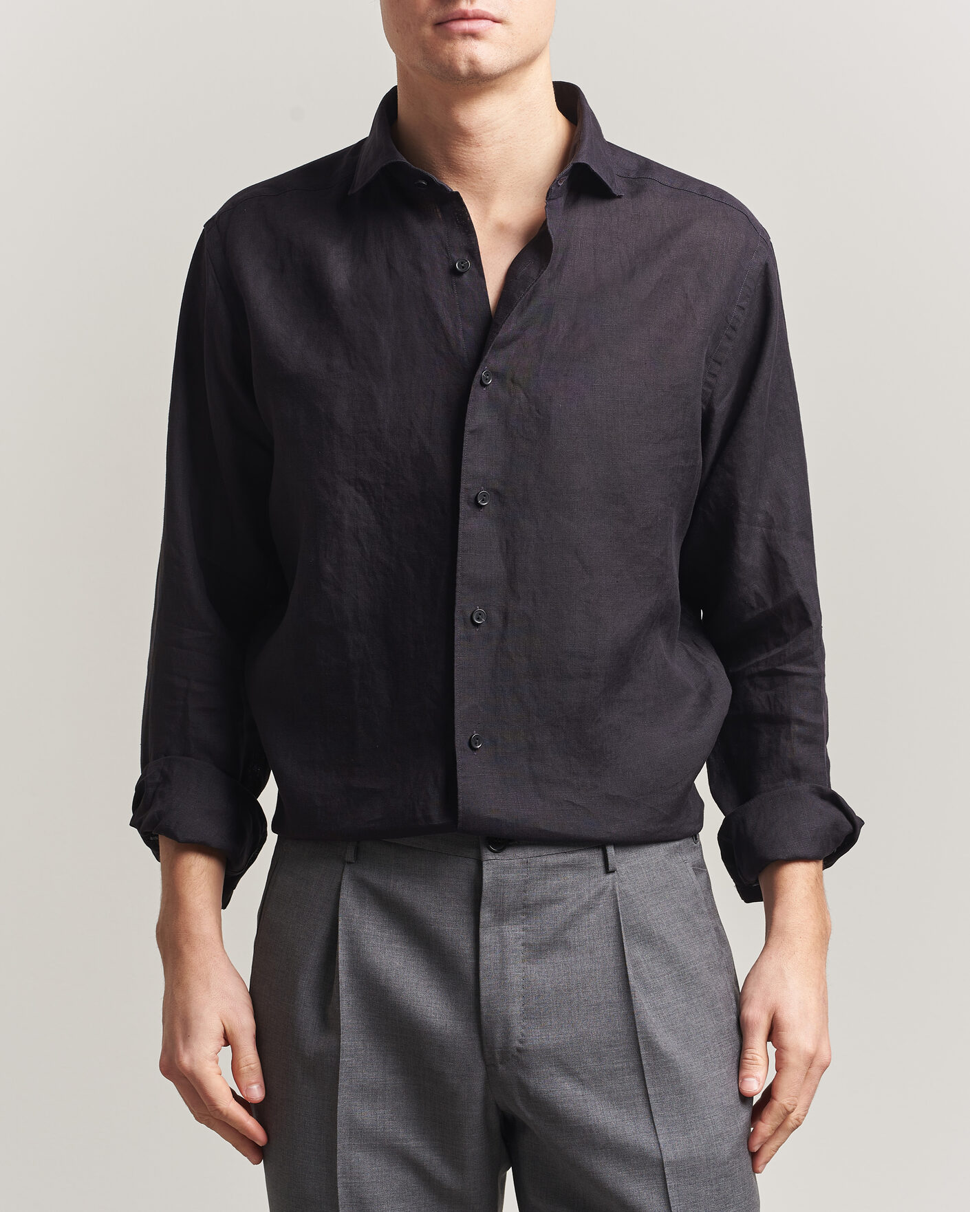 Herre | Skjorter | Eton | Casual Fit Linen Shirt Black