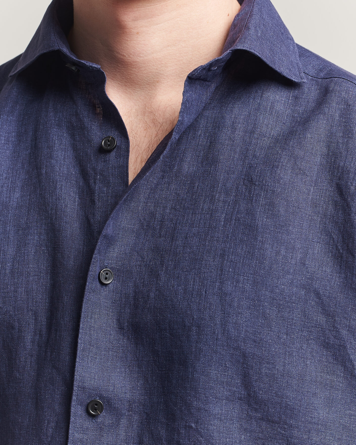 Herre | Skjorter | Eton | Casual Fit Linen Shirt Navy Blue
