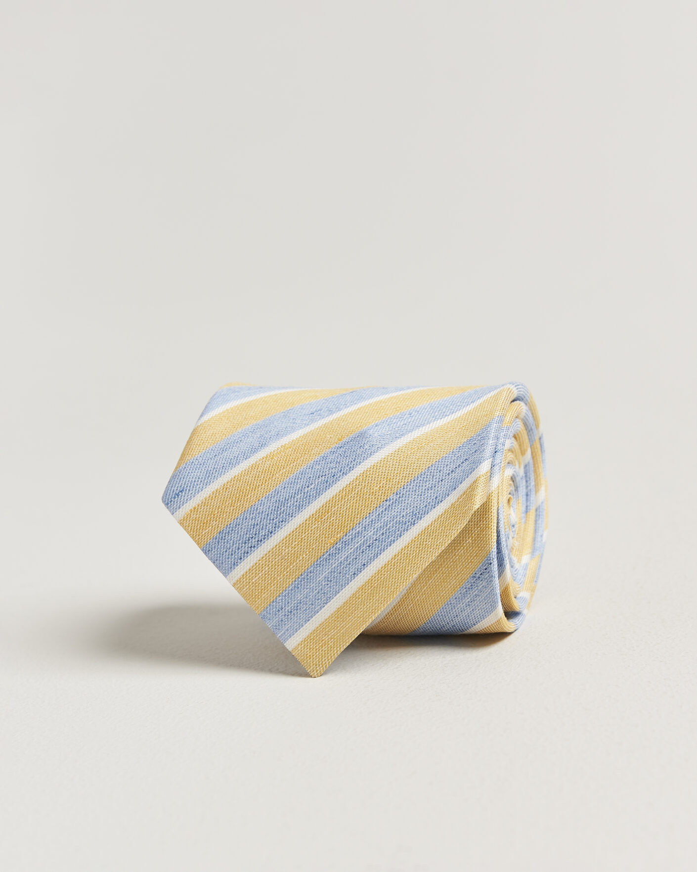 Herre | Slips | Eton | Striped Linen Silk Tie Yellow/Blue