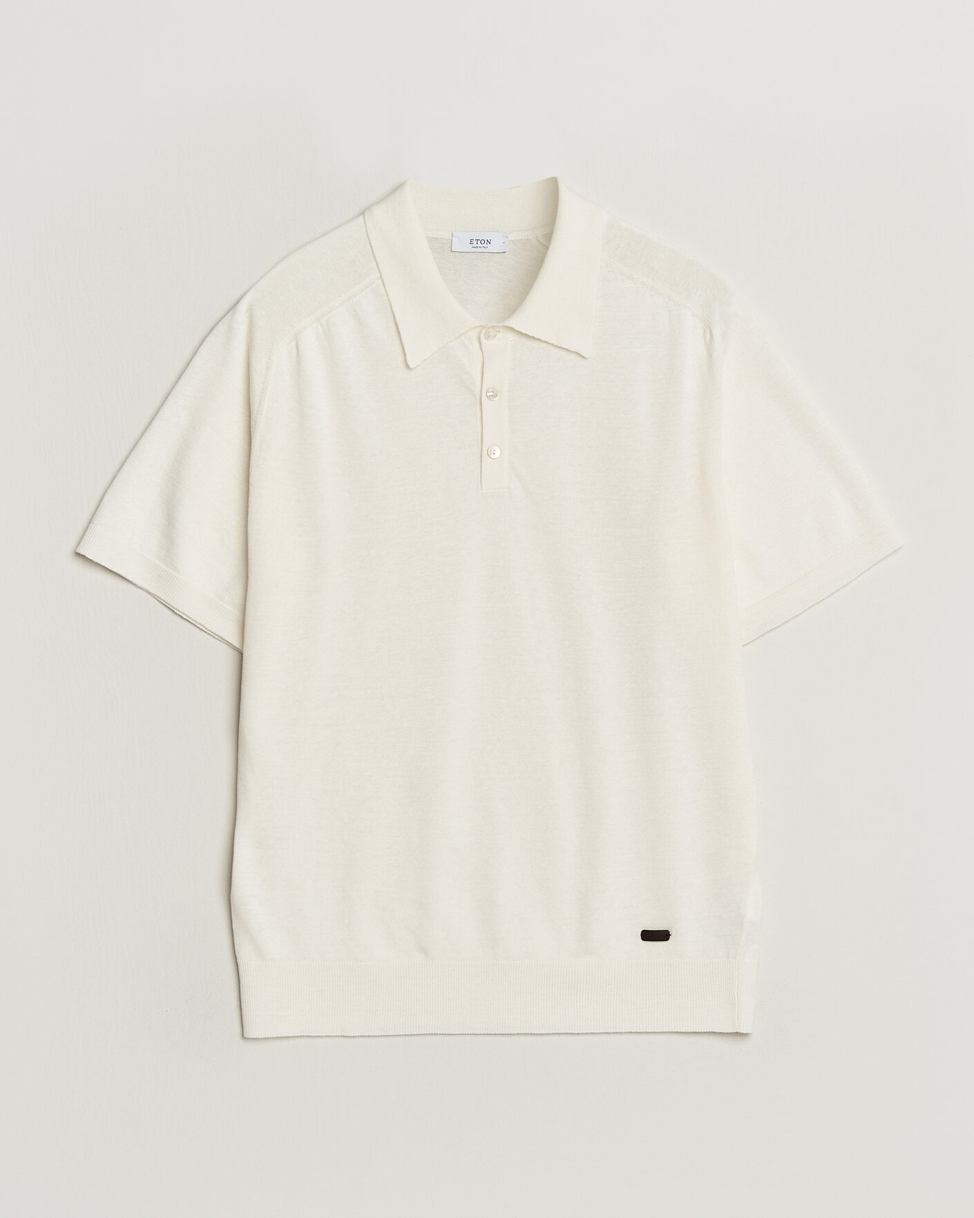 Herre | Polotrøjer | Eton | Cotton Linen Fine Knit Polo White