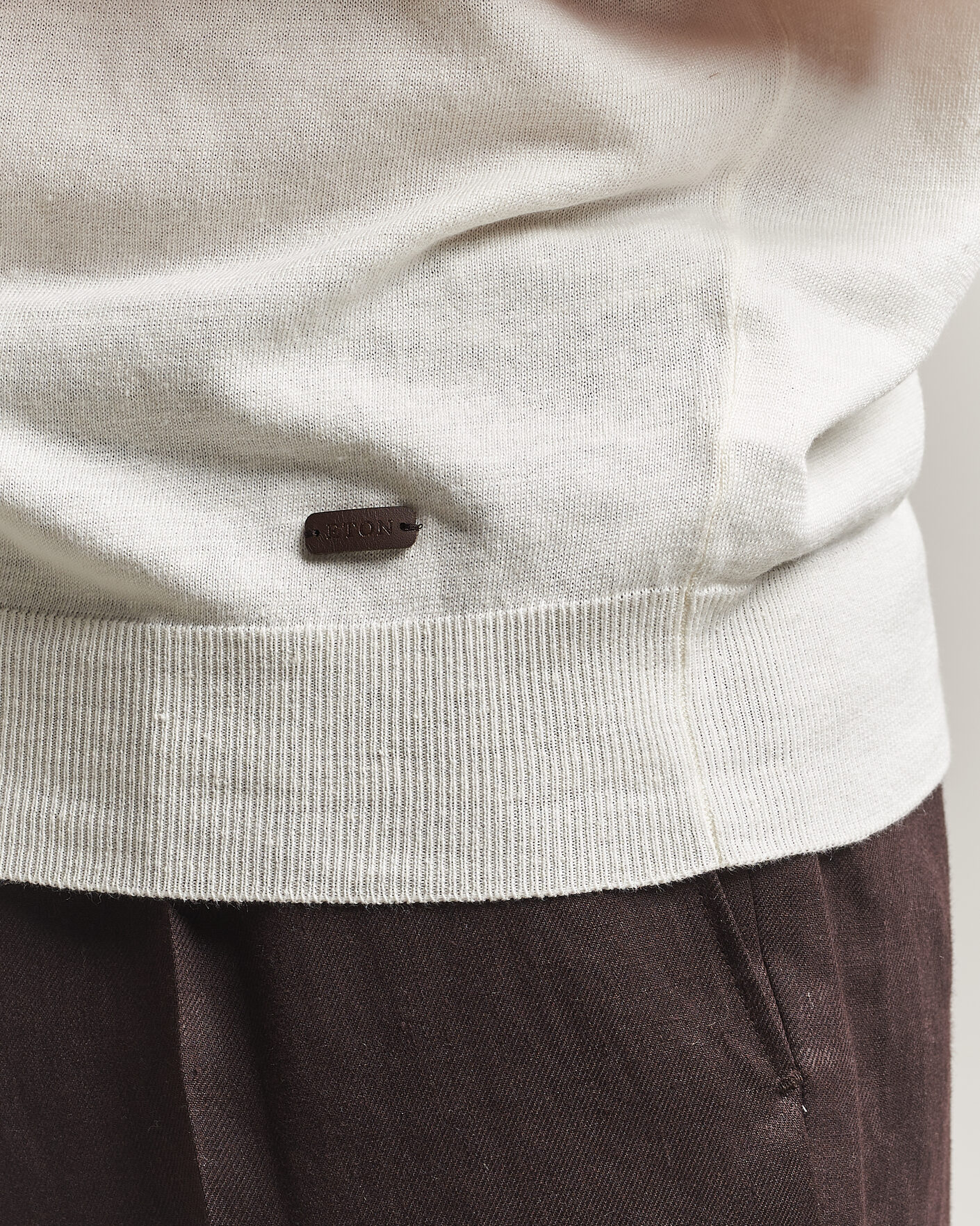 Herre | Polotrøjer | Eton | Cotton Linen Fine Knit Polo White