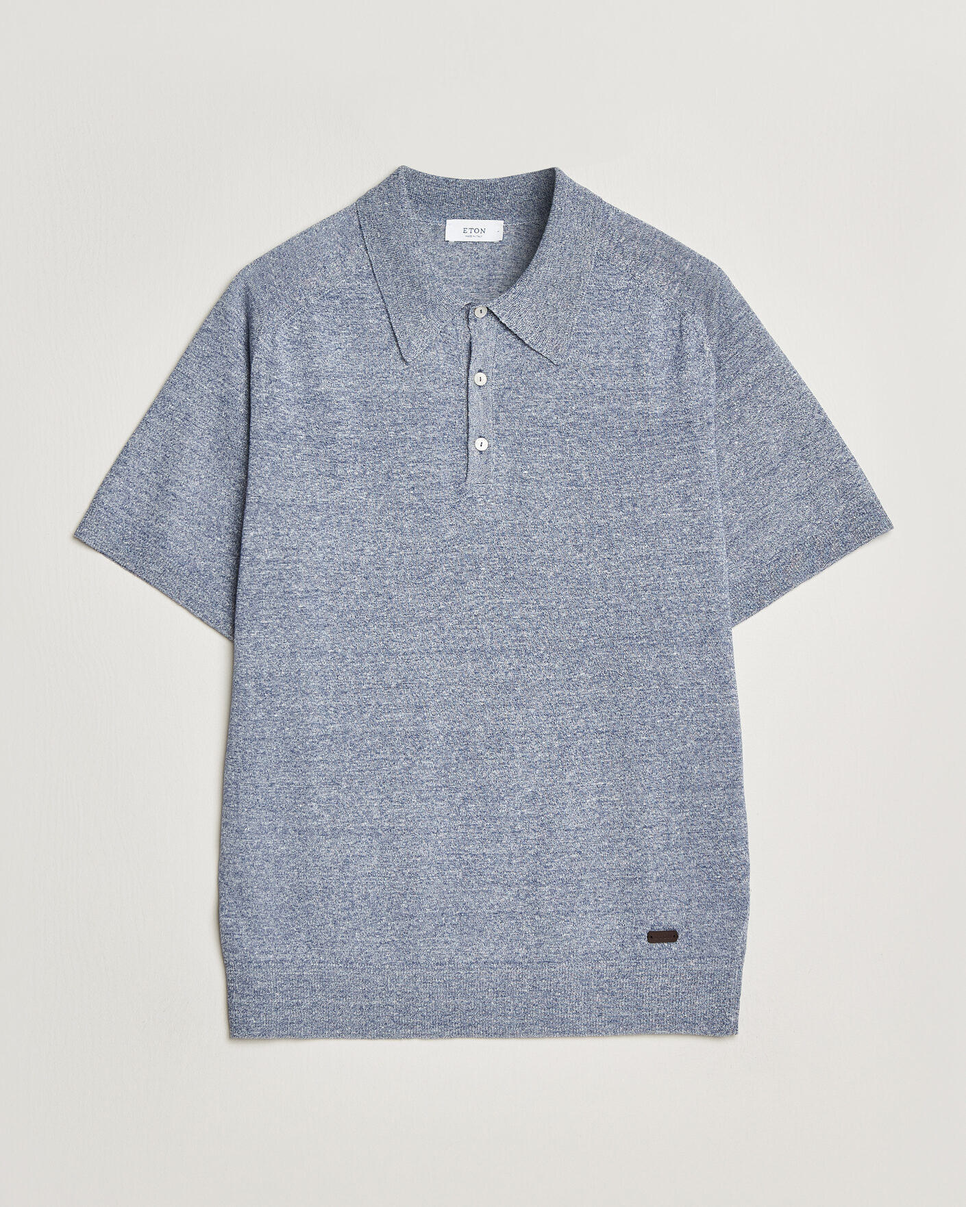 Herre | Polotrøjer | Eton | Cotton Linen Fine Knit Polo Blue