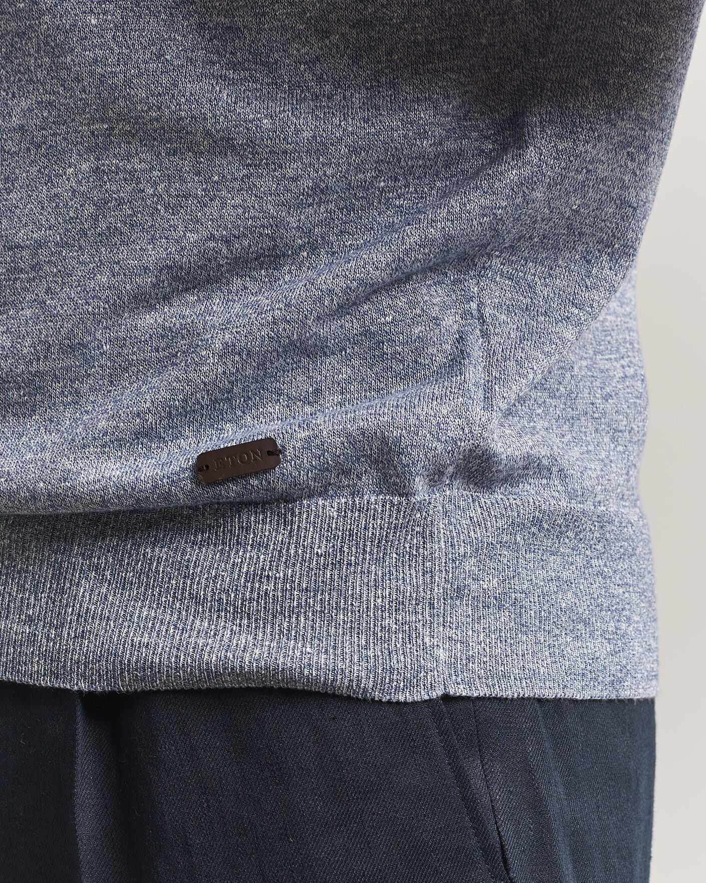 Herre | Polotrøjer | Eton | Cotton Linen Fine Knit Polo Blue