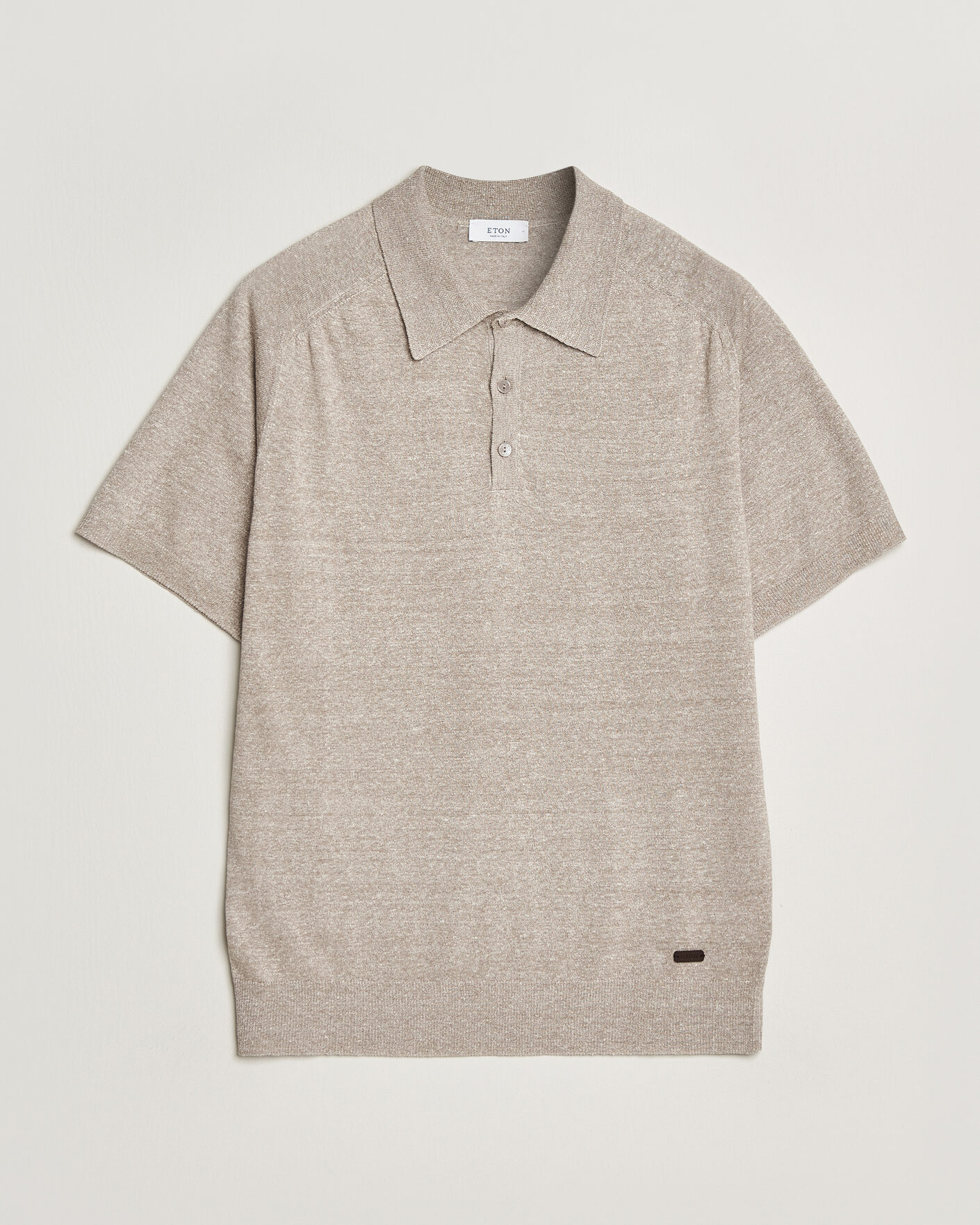 Herre | Polotrøjer | Eton | Cotton Linen Fine Knit Polo Beige