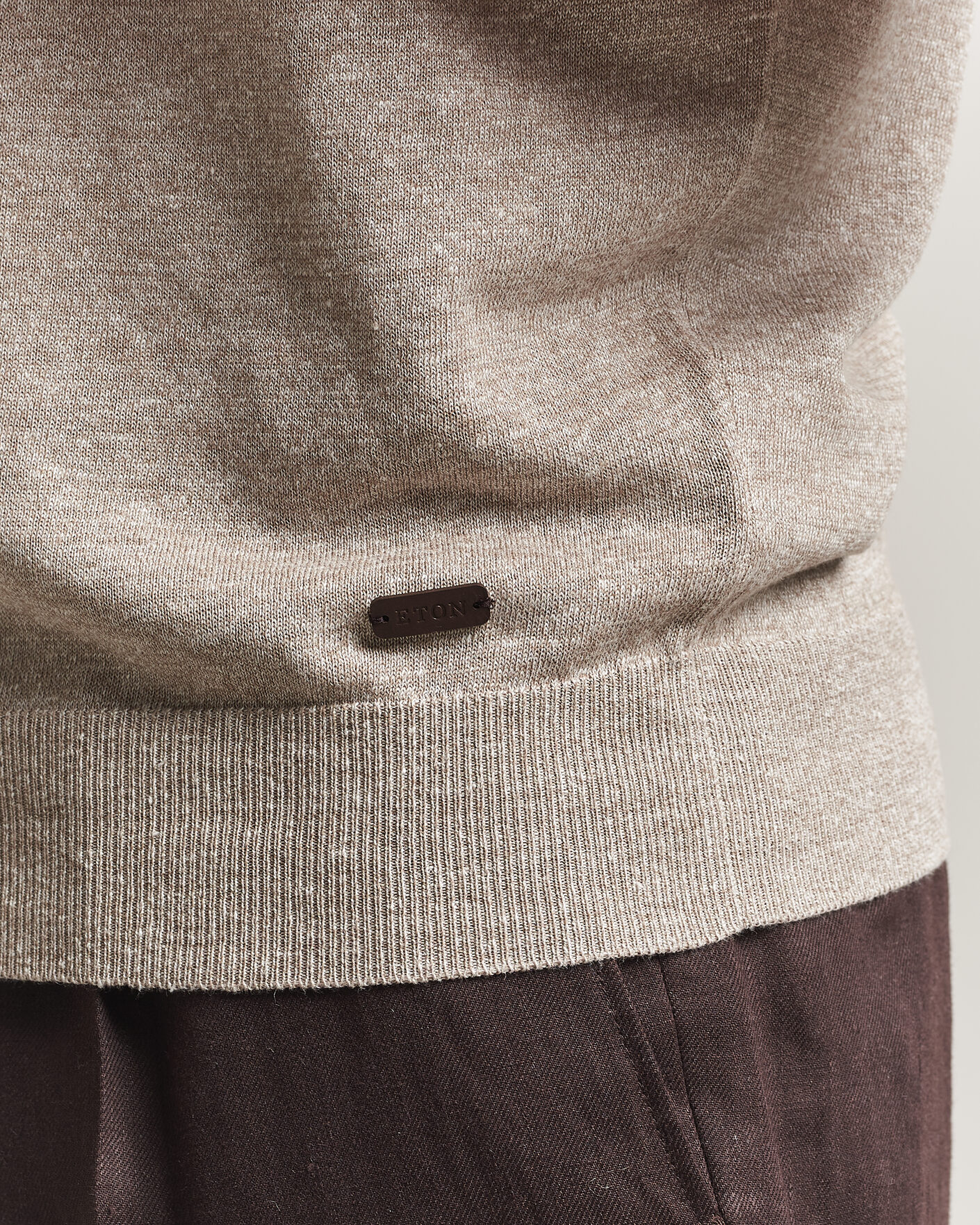 Herre | Polotrøjer | Eton | Cotton Linen Fine Knit Polo Beige