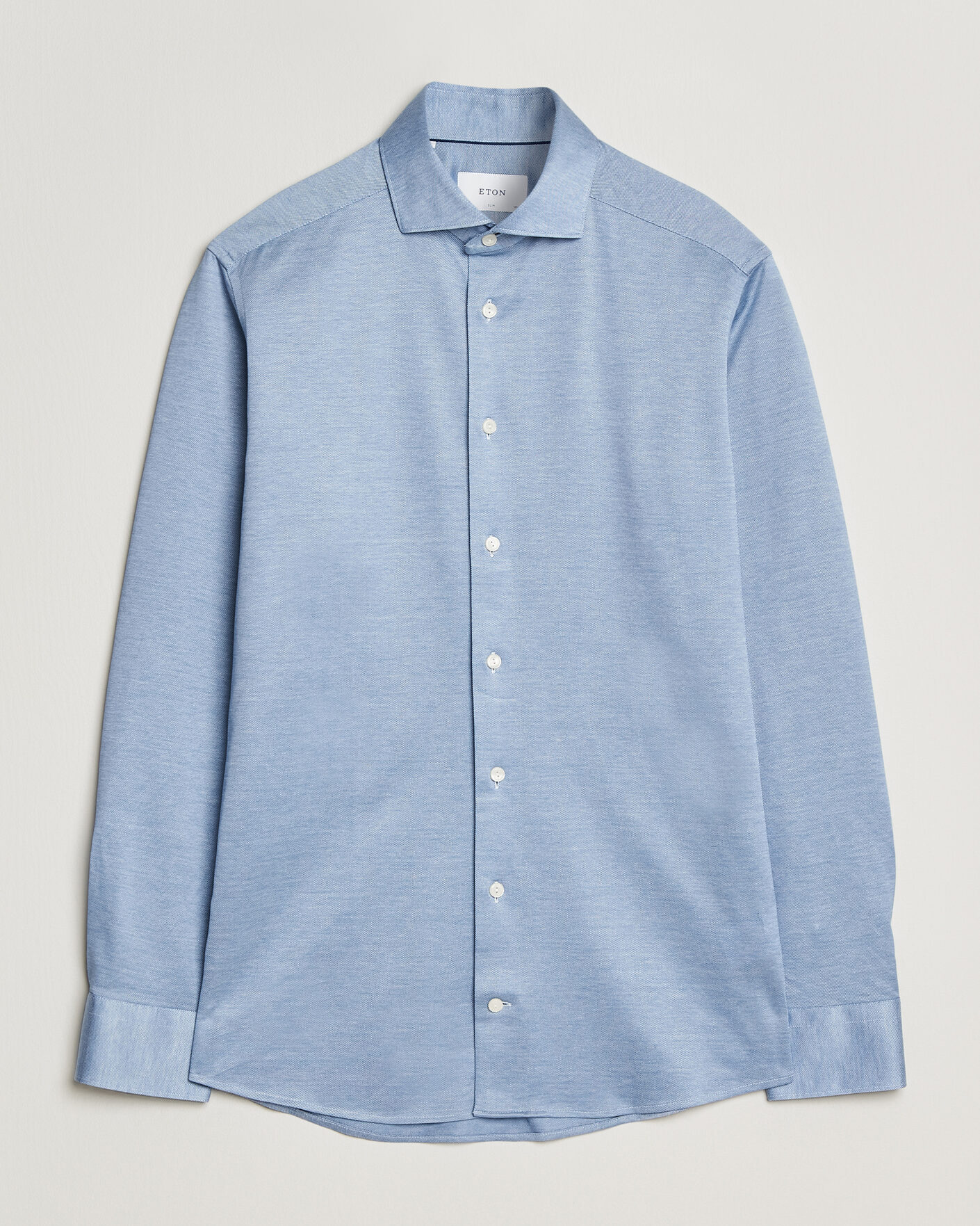 Herre | Skjorter | Eton | Filo di Scozia Knitted Shirt Light Blue