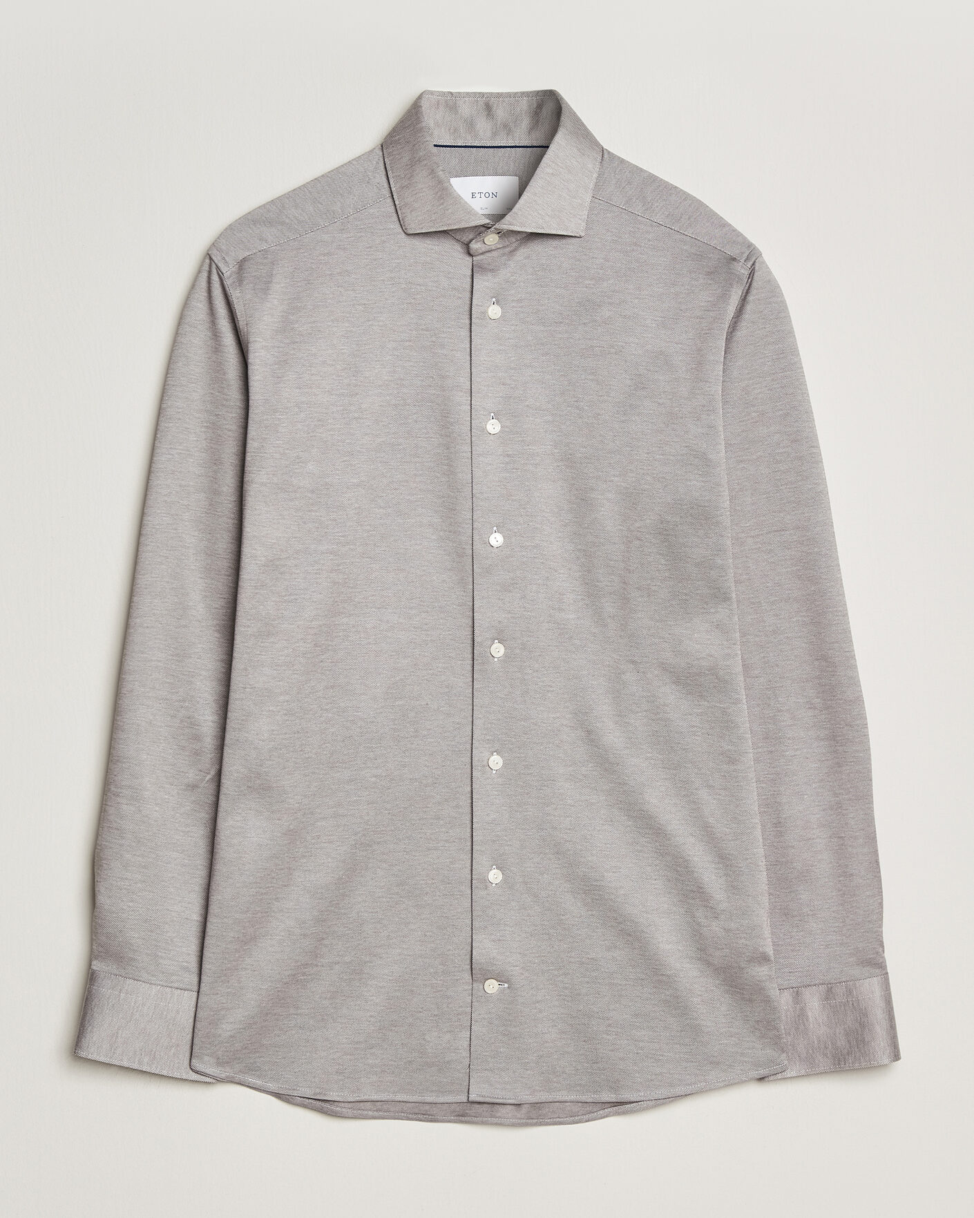Herre | Skjorter | Eton | Filo di Scozia Knitted Shirt Brown