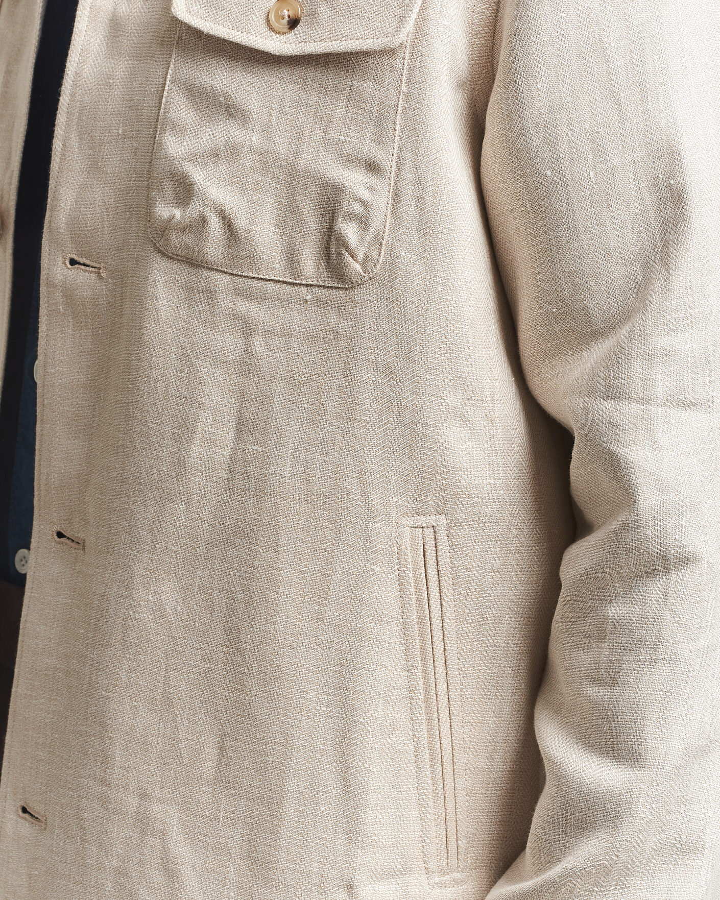 Herre | Jakker | Eton | Four Pocket Linen Lyocell Shirt Jacket Off White
