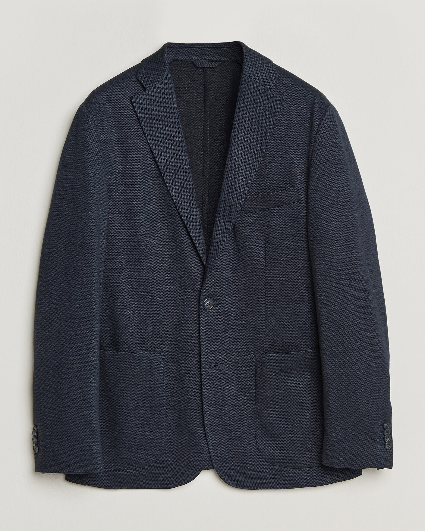 Herre | Blazere & jakker | Eton | Linen Jersey Herringbone Blazer Navy Blue