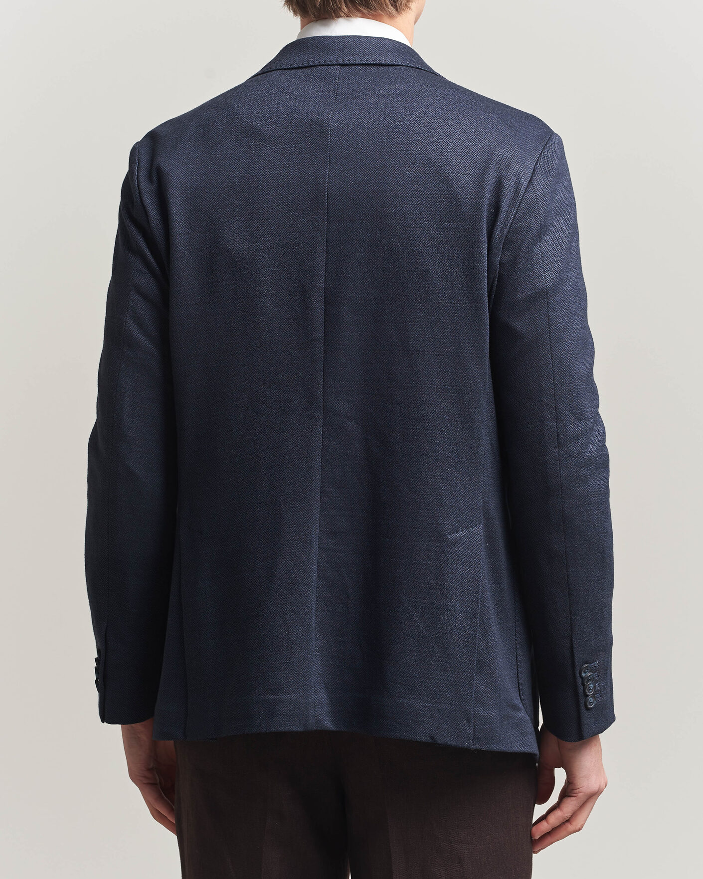 Herre | Blazere & jakker | Eton | Linen Jersey Herringbone Blazer Navy Blue