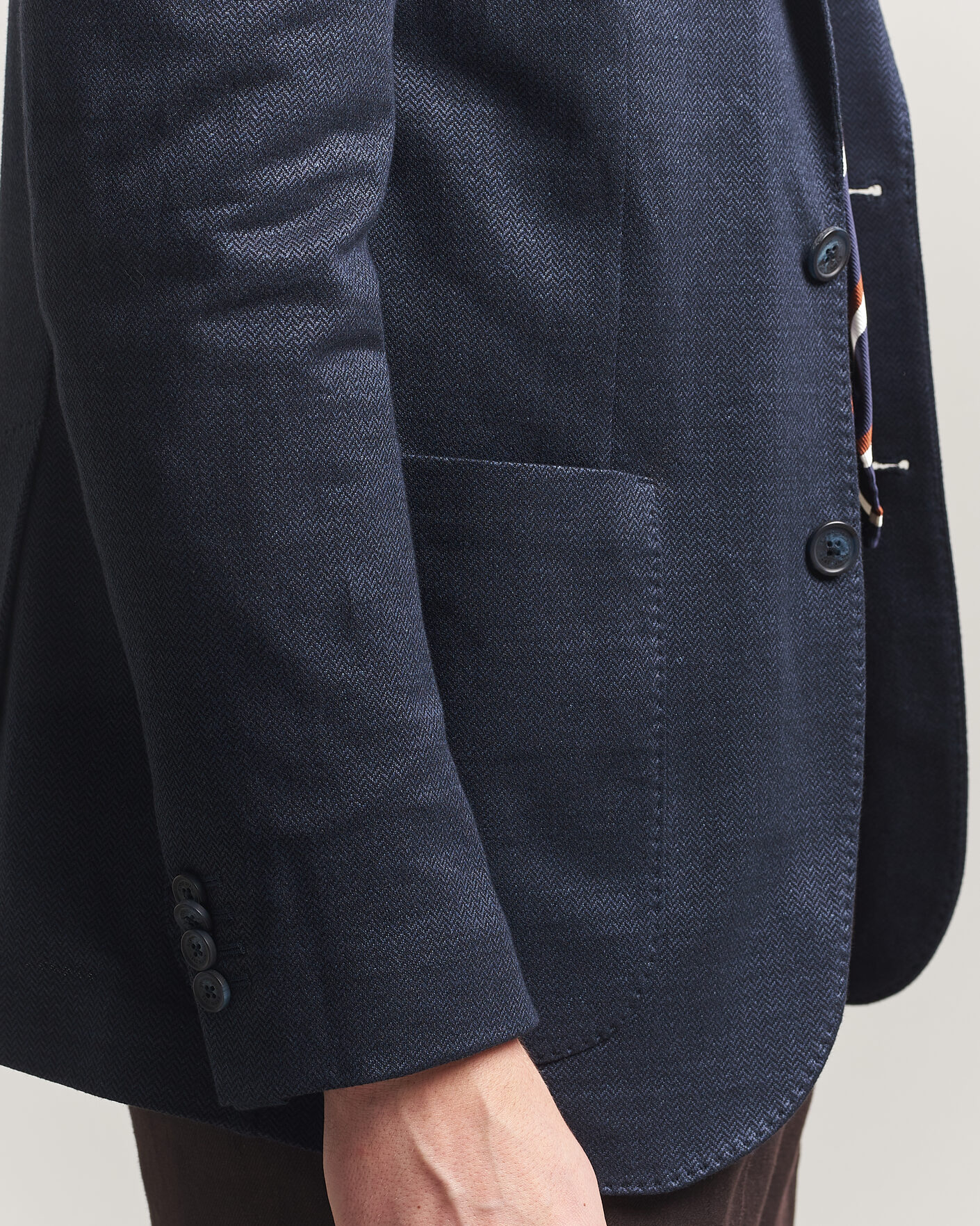 Herre | Blazere & jakker | Eton | Linen Jersey Herringbone Blazer Navy Blue