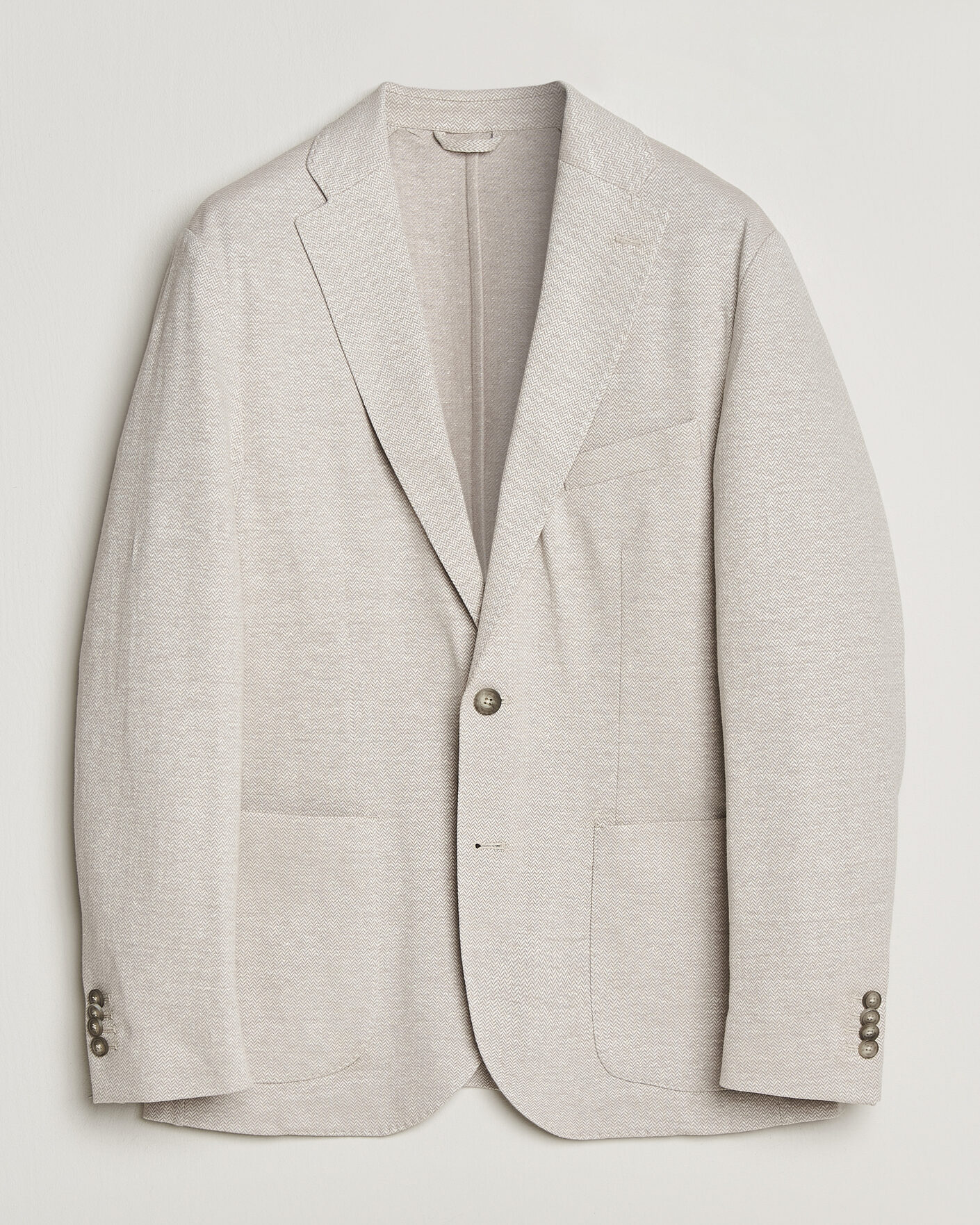 Herre | Blazere & jakker | Eton | Linen Jersey Herringbone Blazer Beige