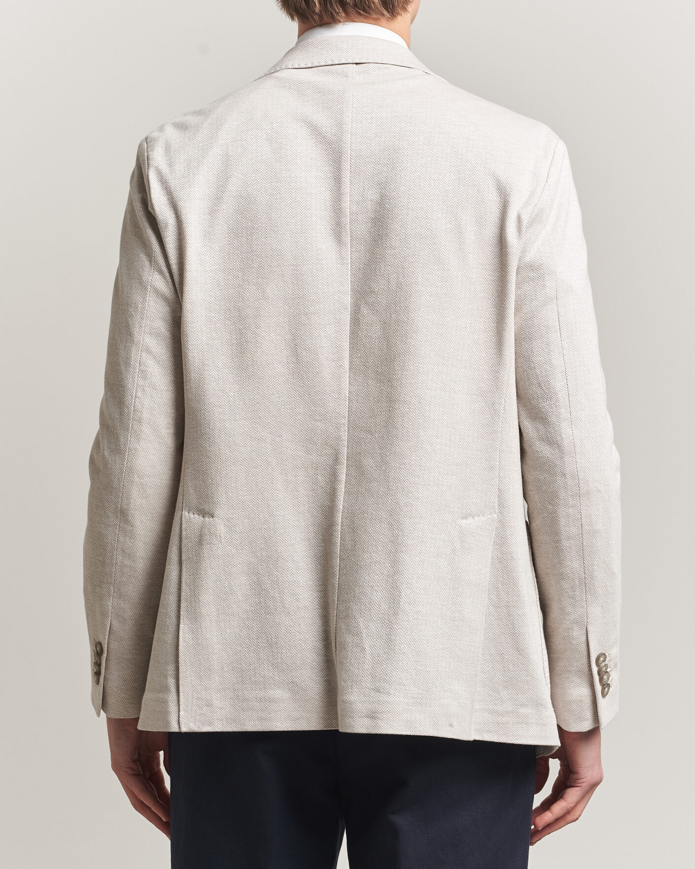 Herre | Blazere & jakker | Eton | Linen Jersey Herringbone Blazer Beige