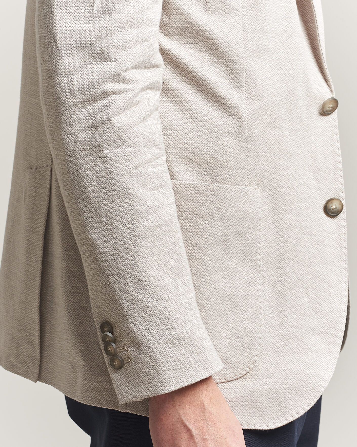 Herre | Blazere & jakker | Eton | Linen Jersey Herringbone Blazer Beige