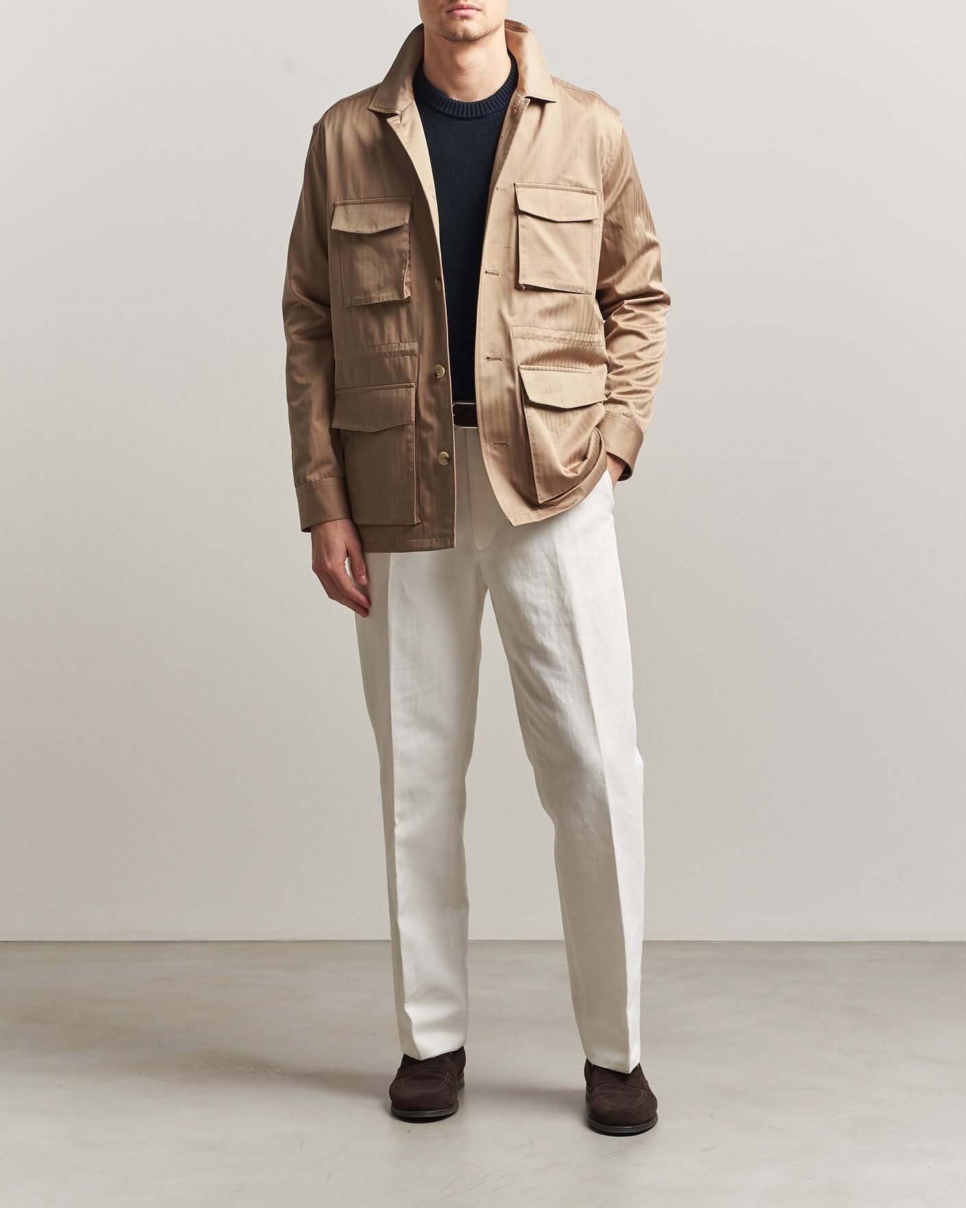 Herre | Jakker | Eton | Cotton Safari Drawstring Jacket Beige