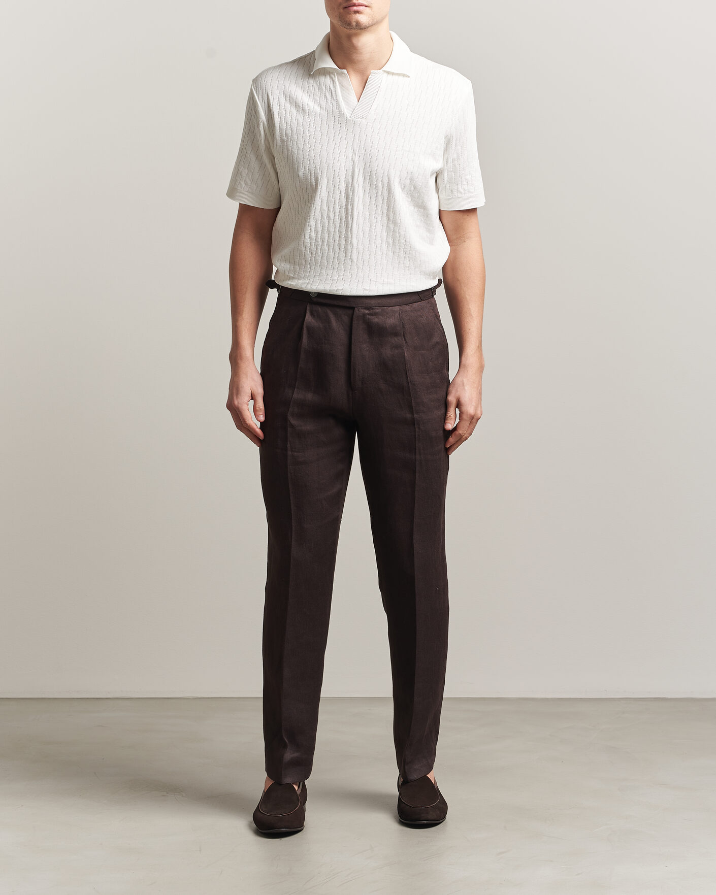 Herre | Polotrøjer | Eton | Open Collar Jacquard Polo Off White