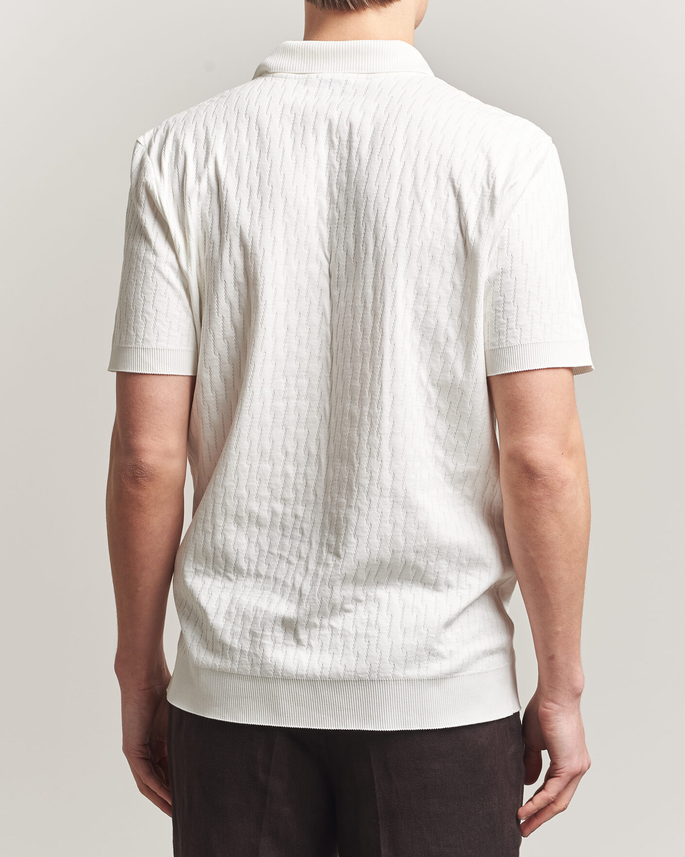 Herre | Polotrøjer | Eton | Open Collar Jacquard Polo Off White