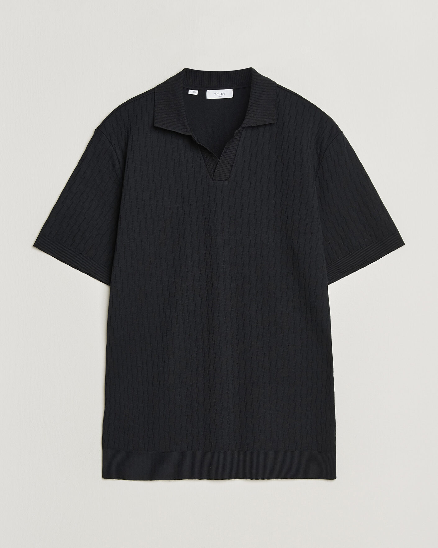 Herre | Polotrøjer | Eton | Open Collar Jacquard Polo Black