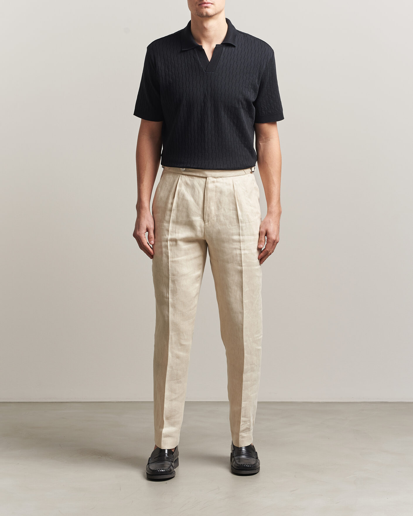 Herre | Polotrøjer | Eton | Open Collar Jacquard Polo Black