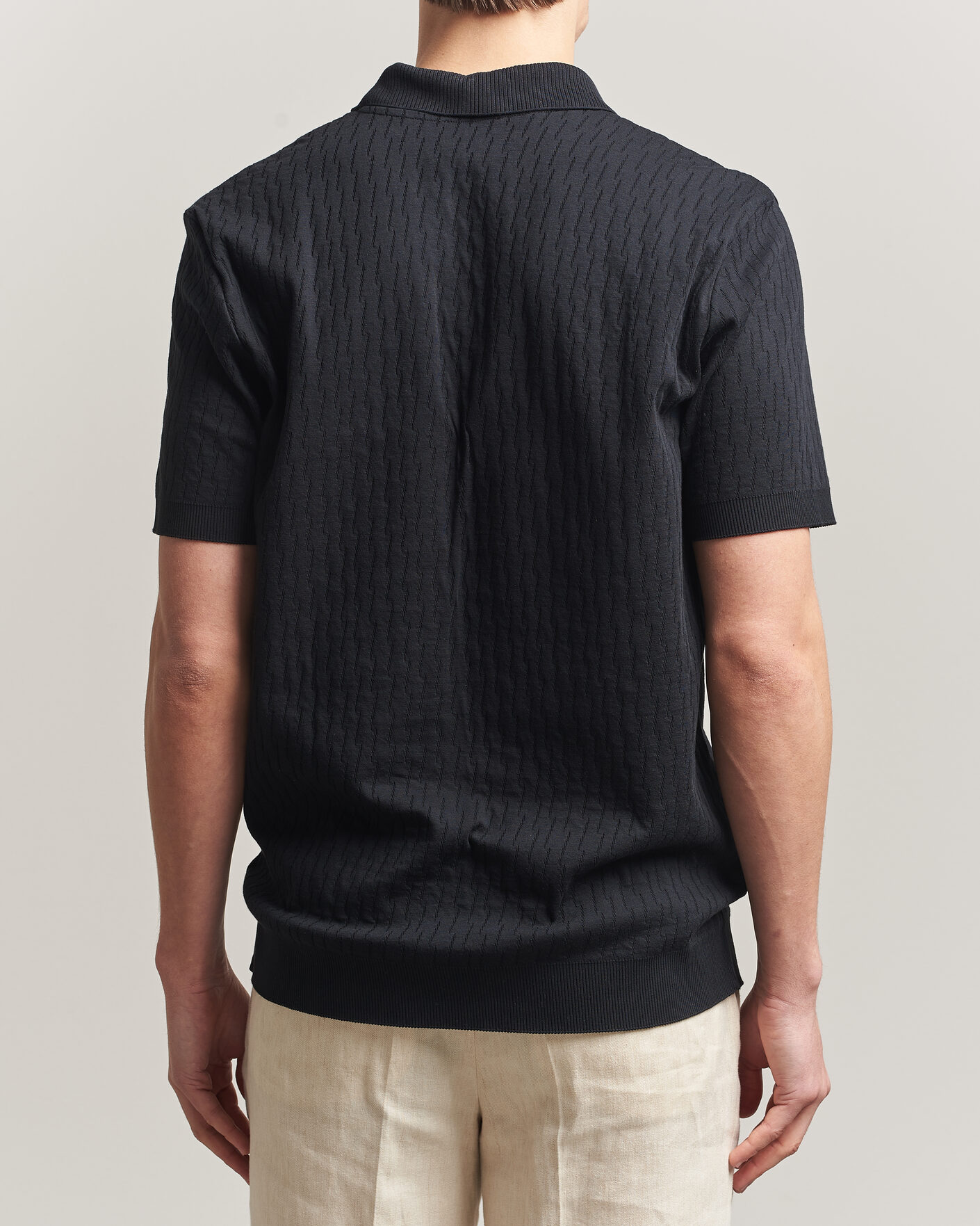 Herre | Polotrøjer | Eton | Open Collar Jacquard Polo Black