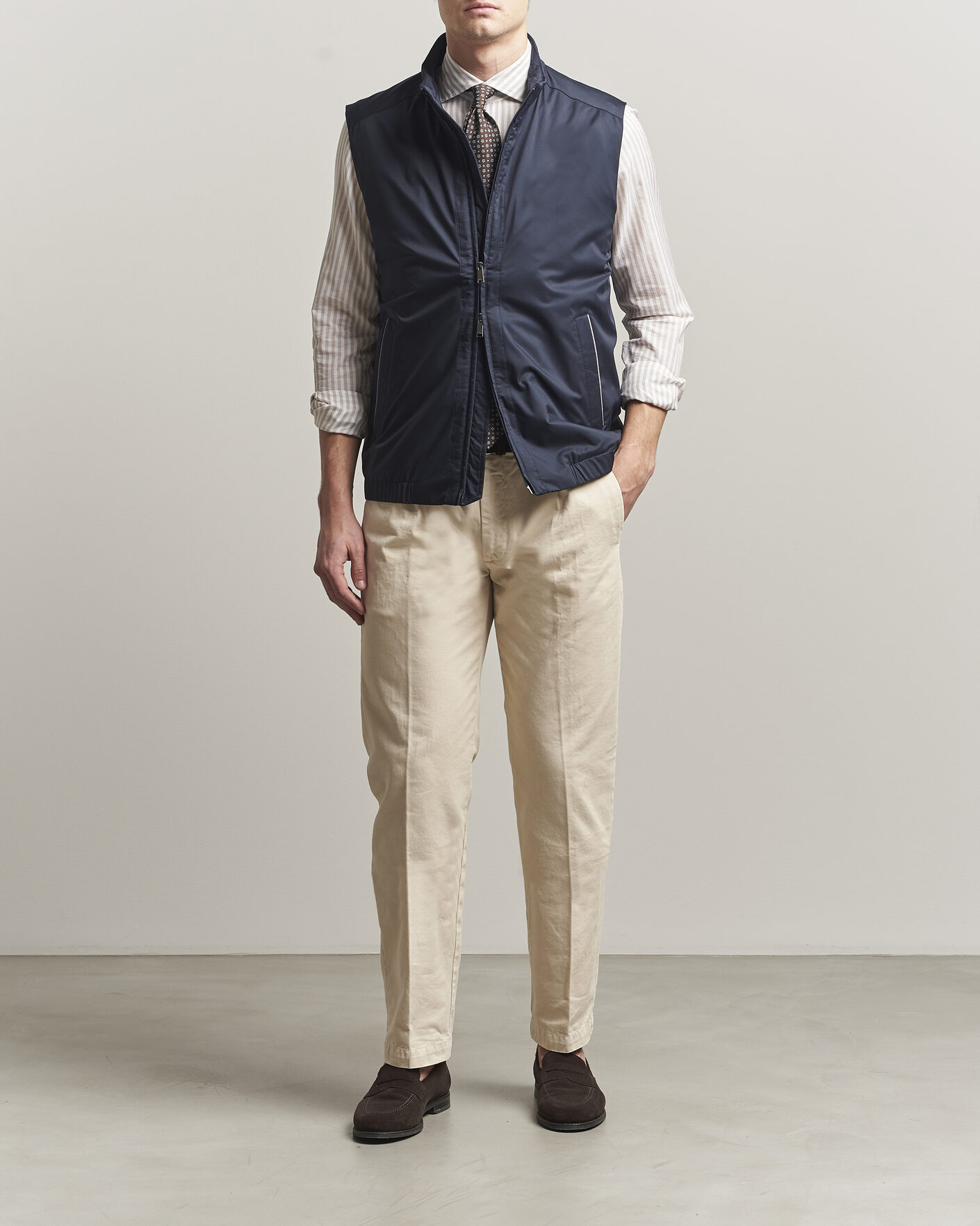 Herre | Veste | Eton | Lightweight Wind Vest Navy Blue