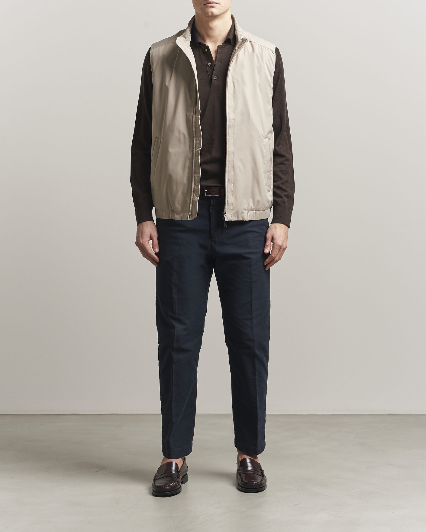 Herre | Veste | Eton | Lightweight Wind Vest Beige