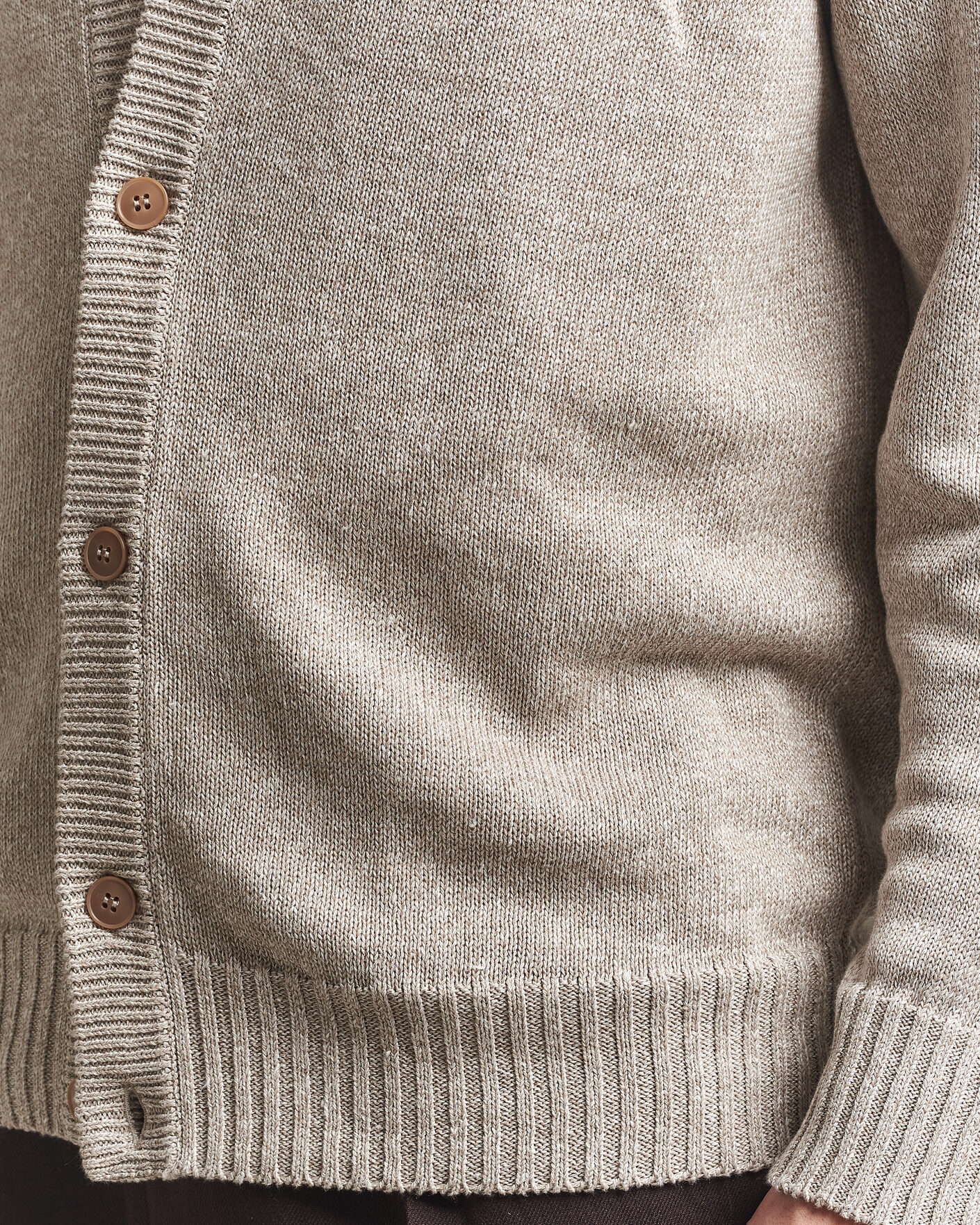 Herre | Trøjer | Eton | Cotton Linen Knitted Cardigan Beige