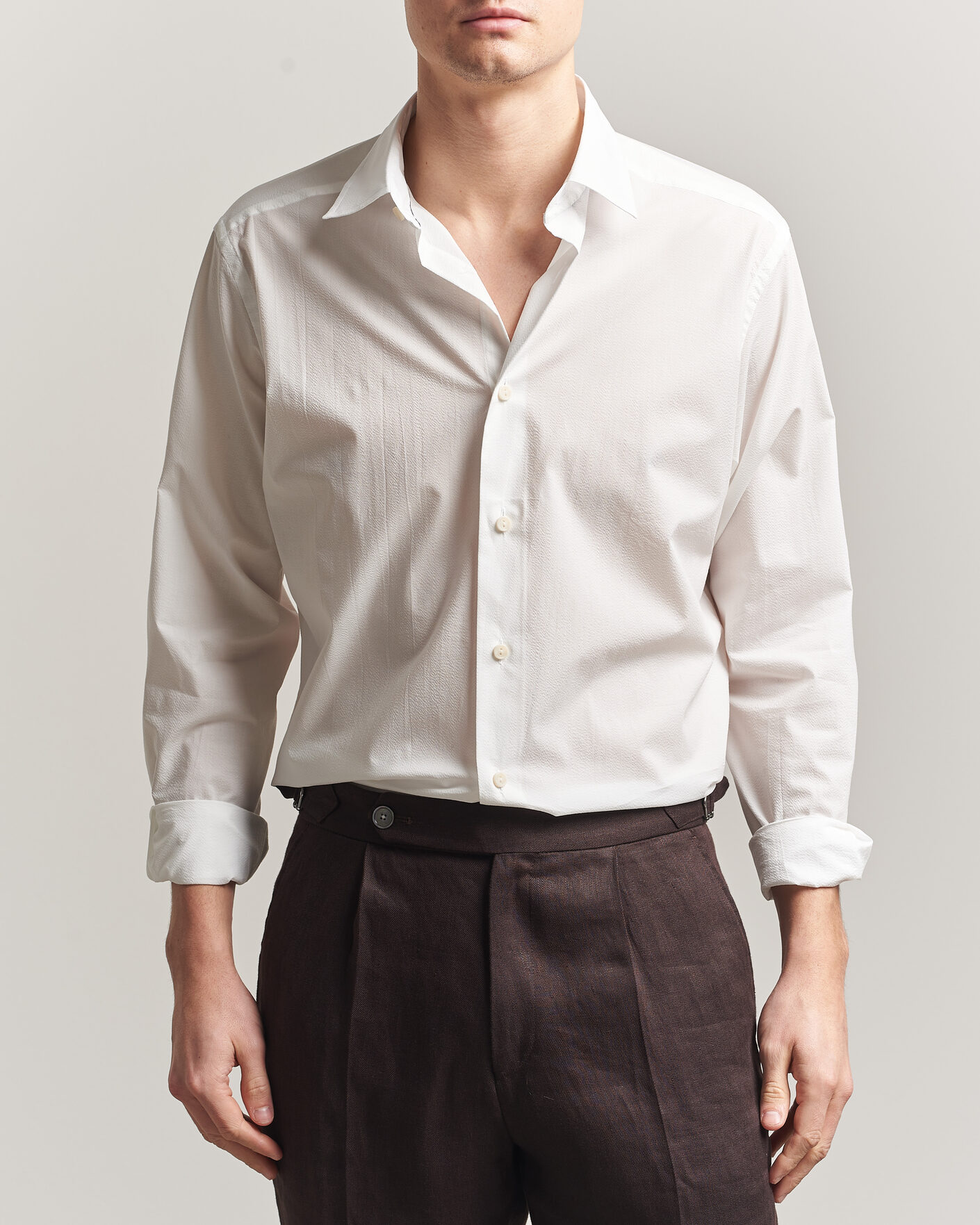 Herre | Skjorter | Eton | Casual Fit Seersucker Resort Shirt White
