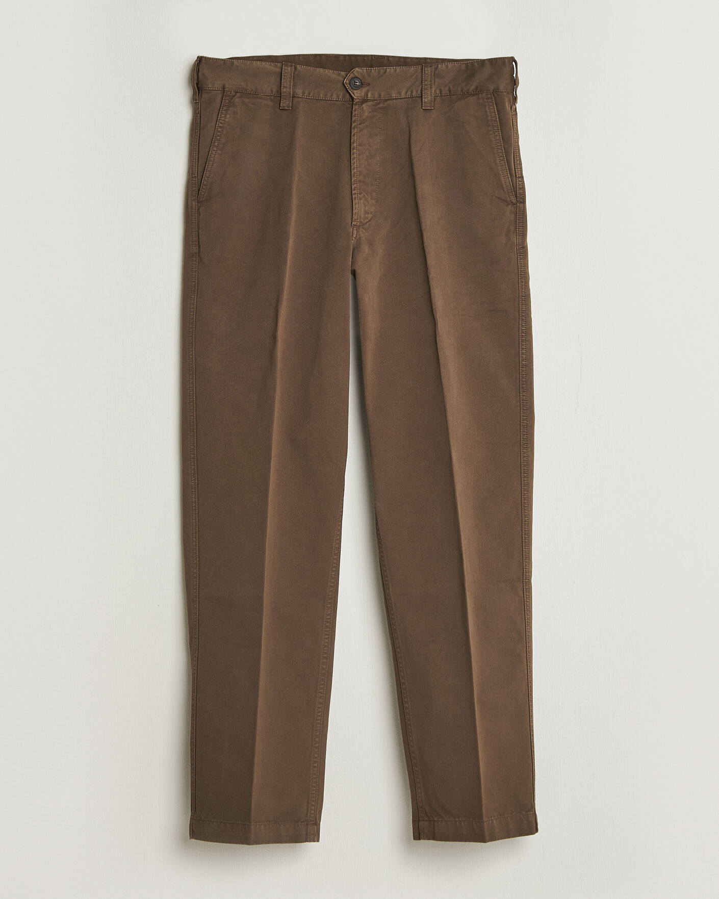 Herre | Bukser | Drake's | Peached Flat Front Cotton Chino Brown