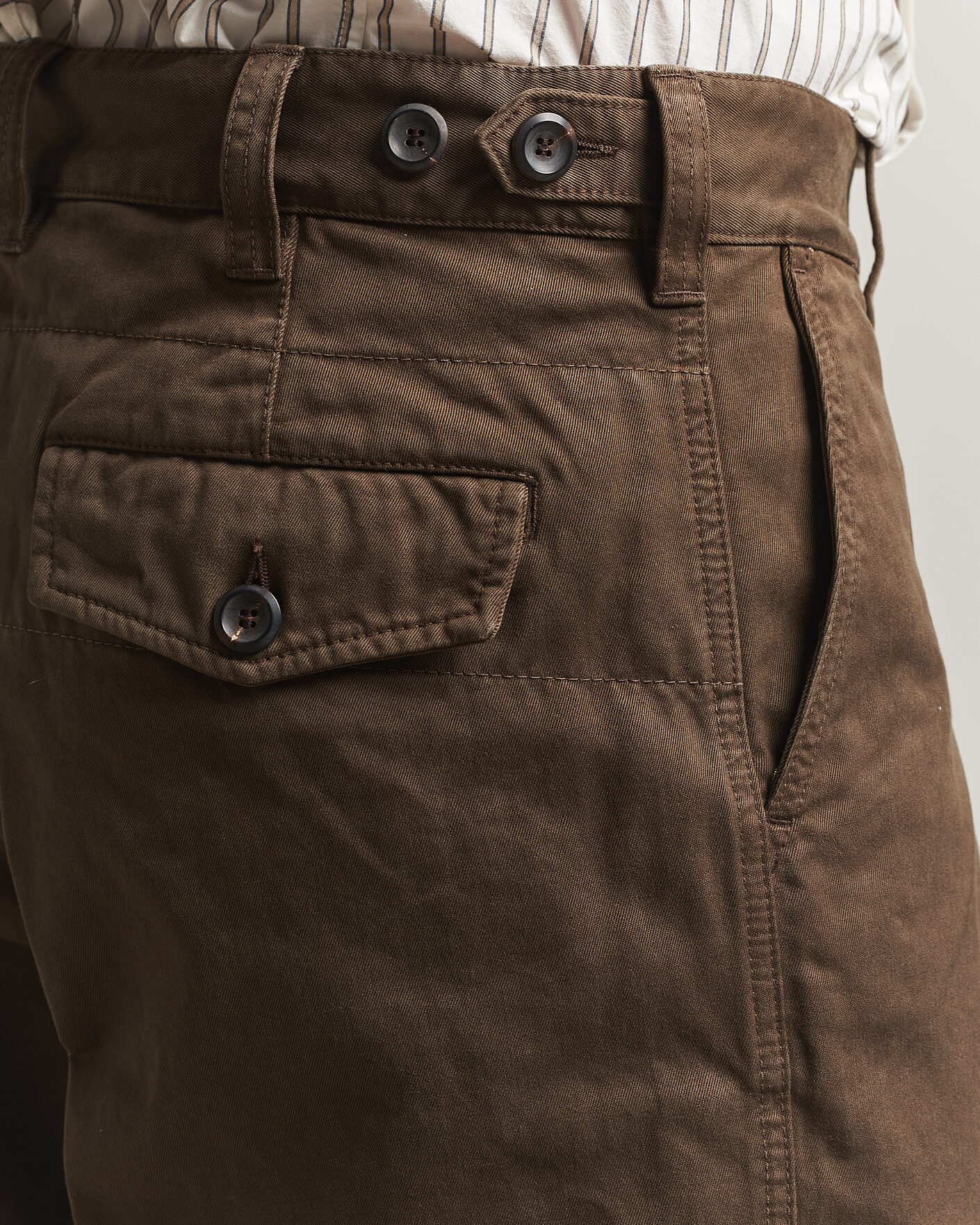 Herre | Bukser | Drake's | Peached Flat Front Cotton Chino Brown