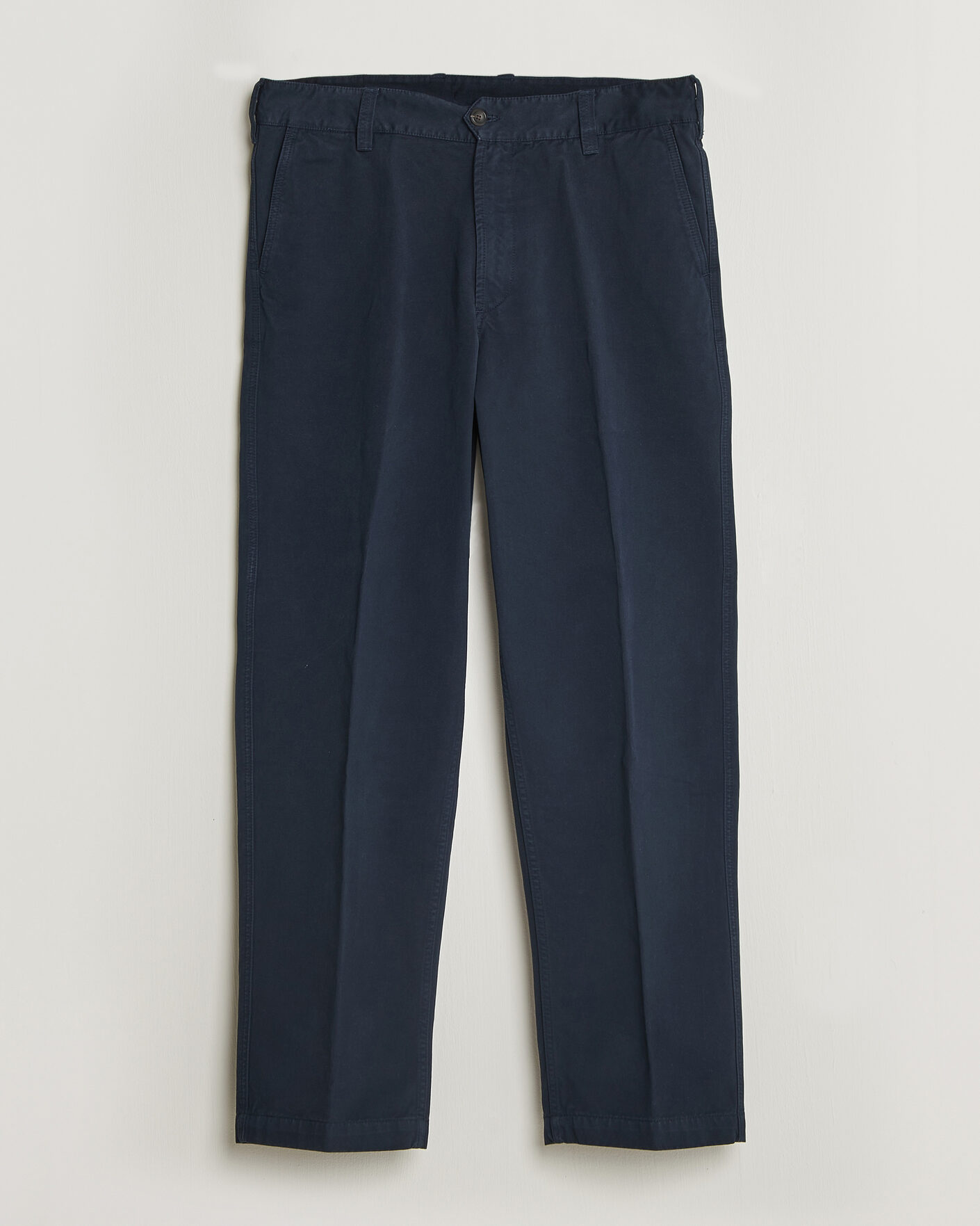 Herre | Bukser | Drake's | Peached Flat Front Cotton Chino Navy