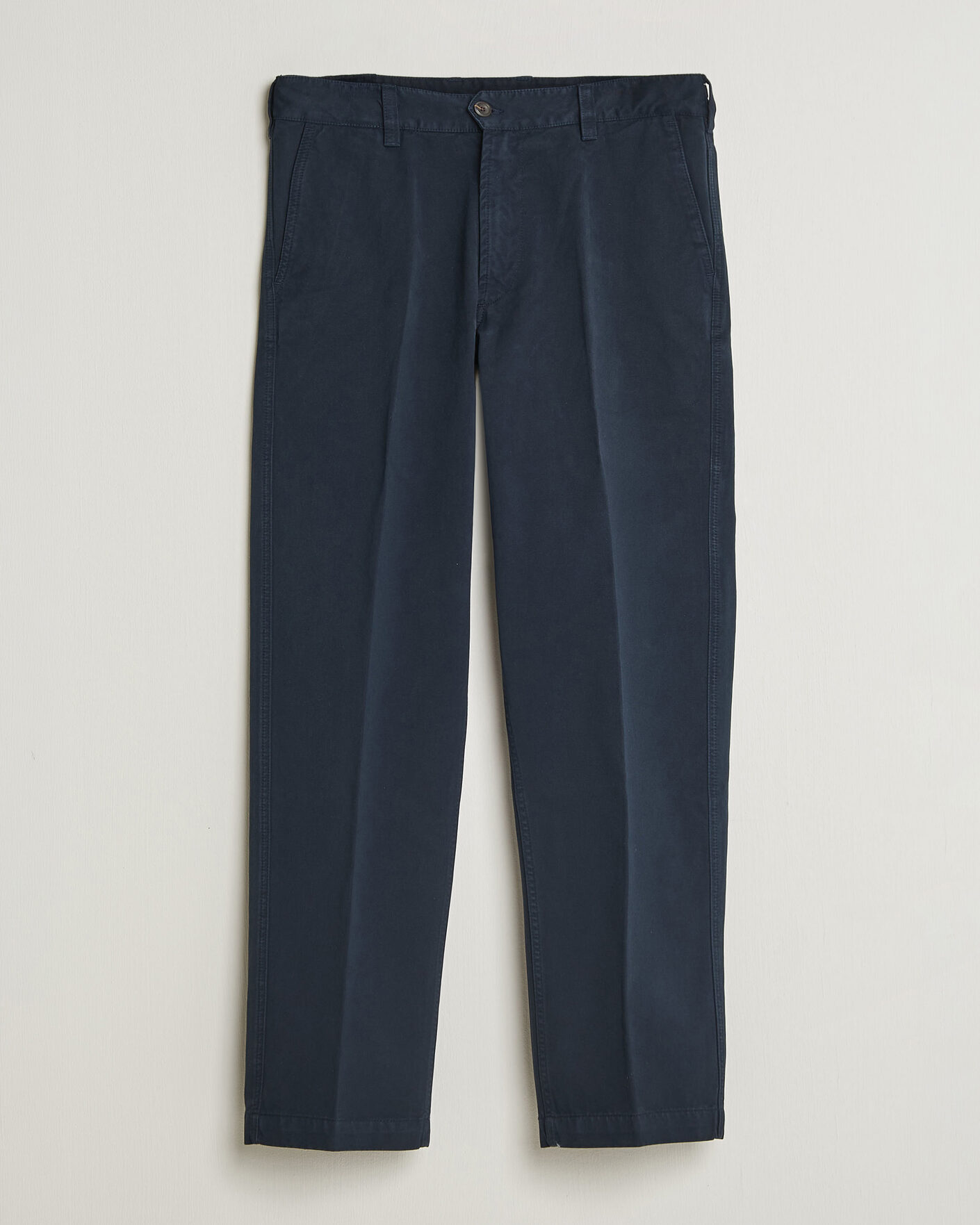 Herre | Bukser | Drake's | Peached Flat Front Cotton Chino Navy