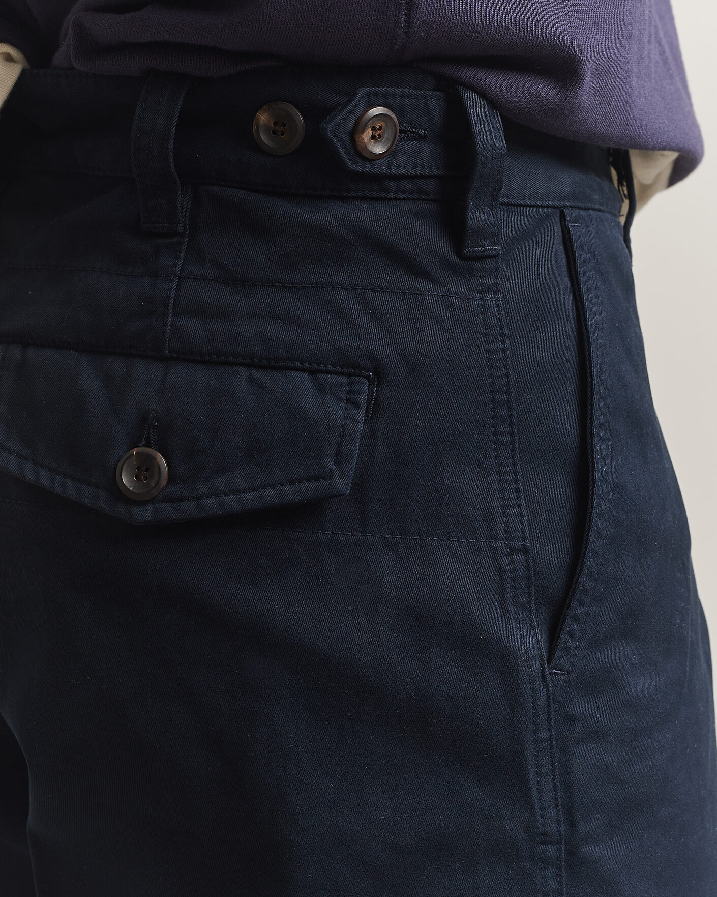 Herre | Bukser | Drake's | Peached Flat Front Cotton Chino Navy