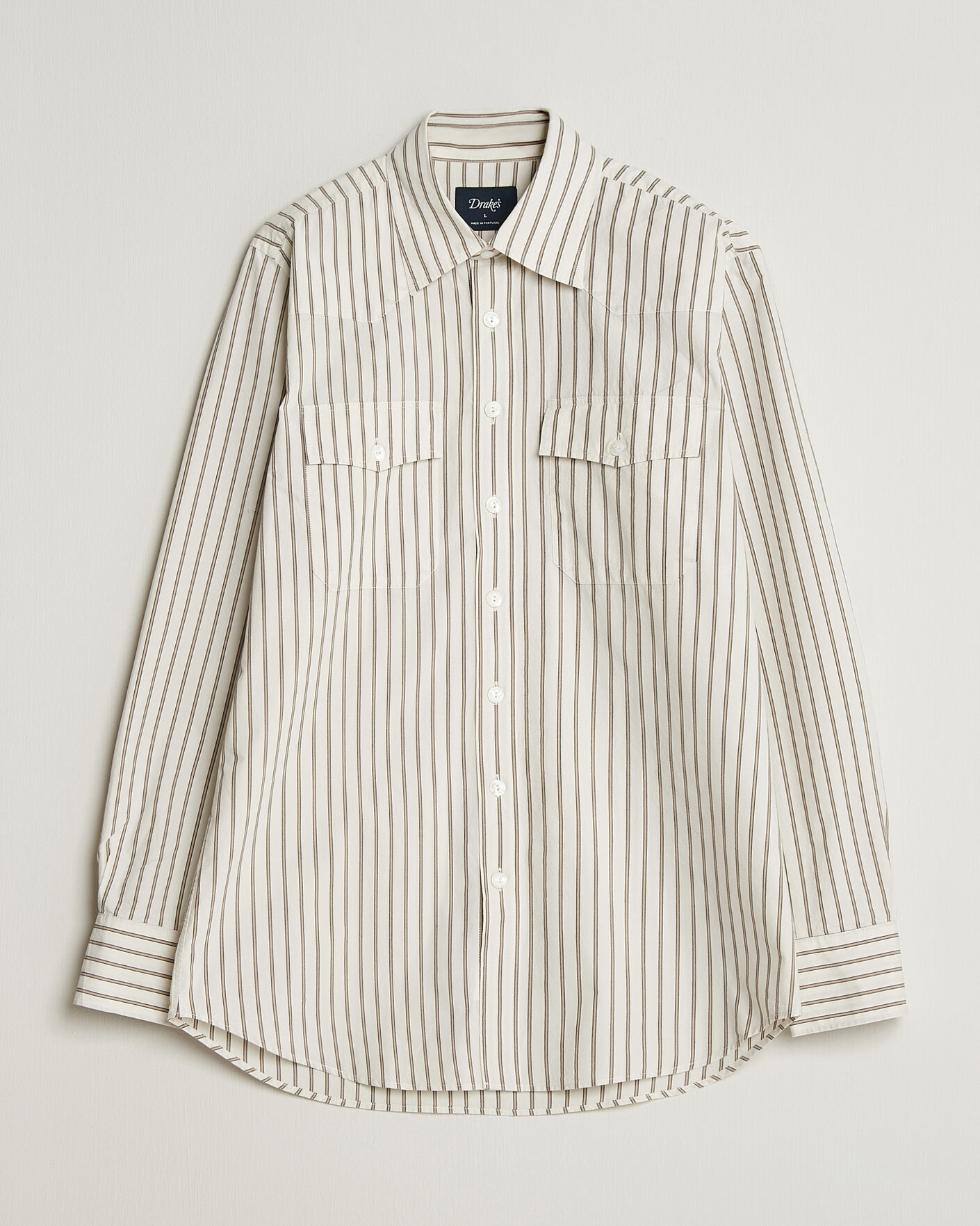 Herre | Skjorter | Drake's | Striped Western Shirt White