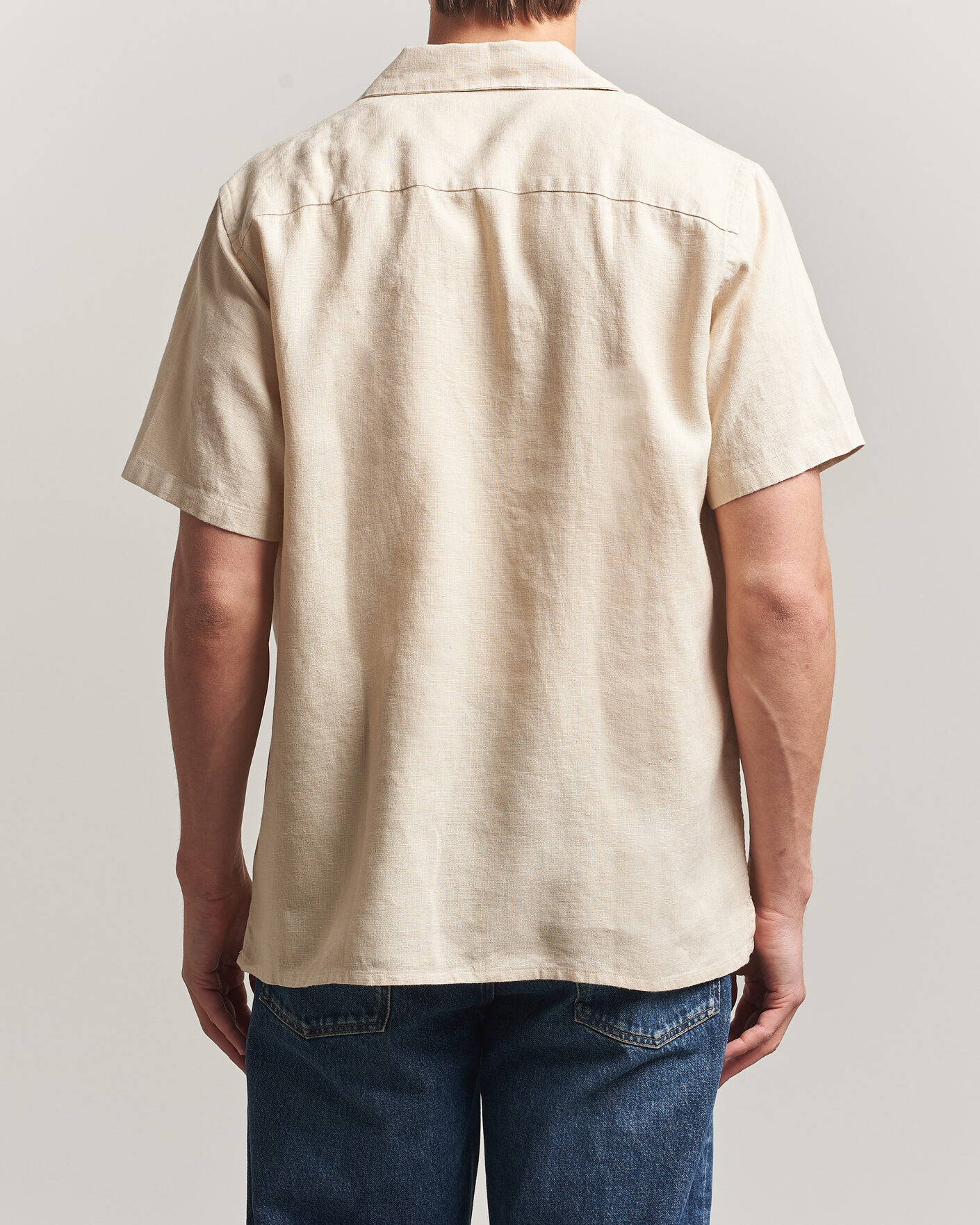 Herre | Skjorter | Drake's | Military Short Sleeve Camp Collar Shirt Ecru