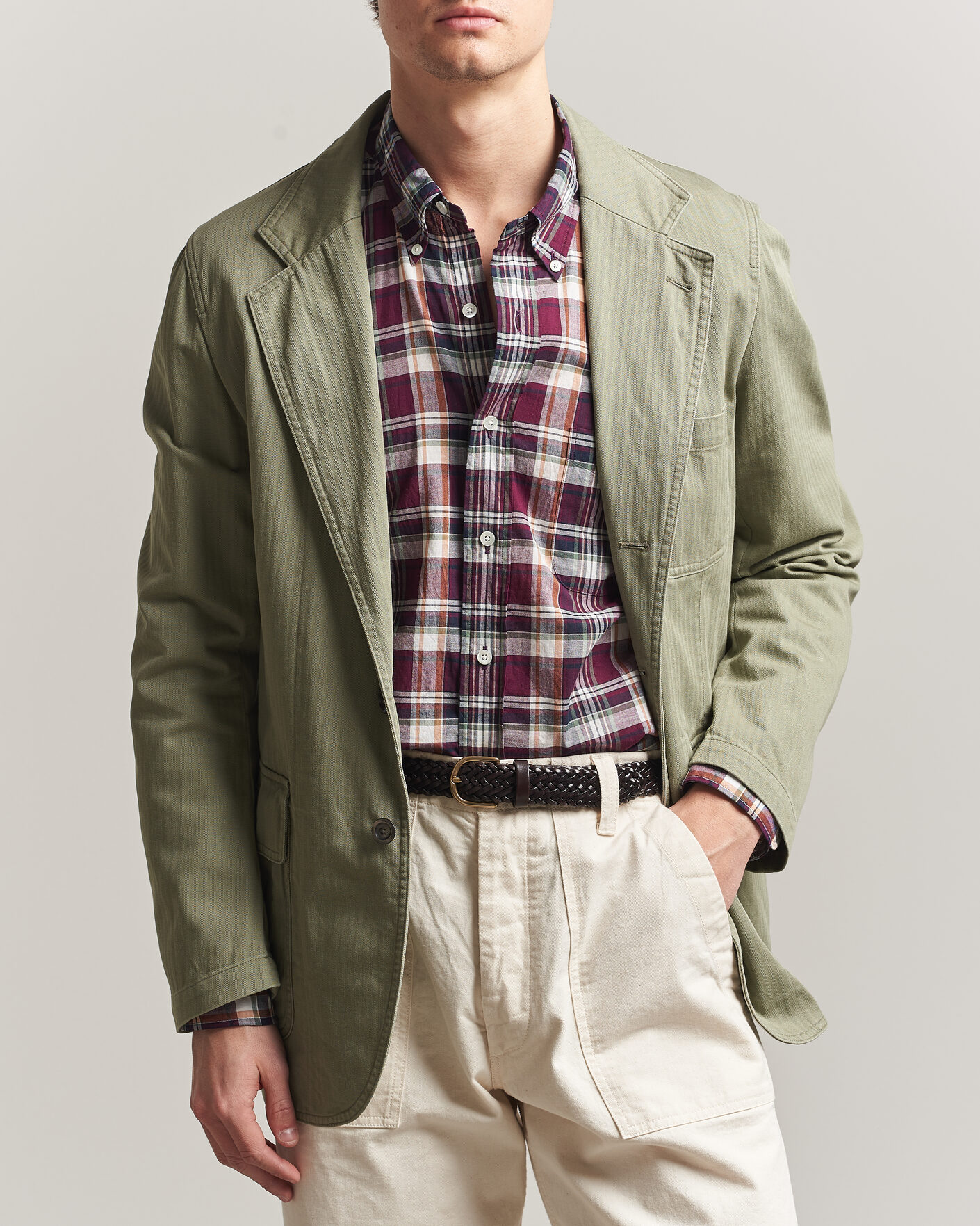 Herre | Blazere & jakker | Drake's | MKI Herringbone Games Blazer Olive