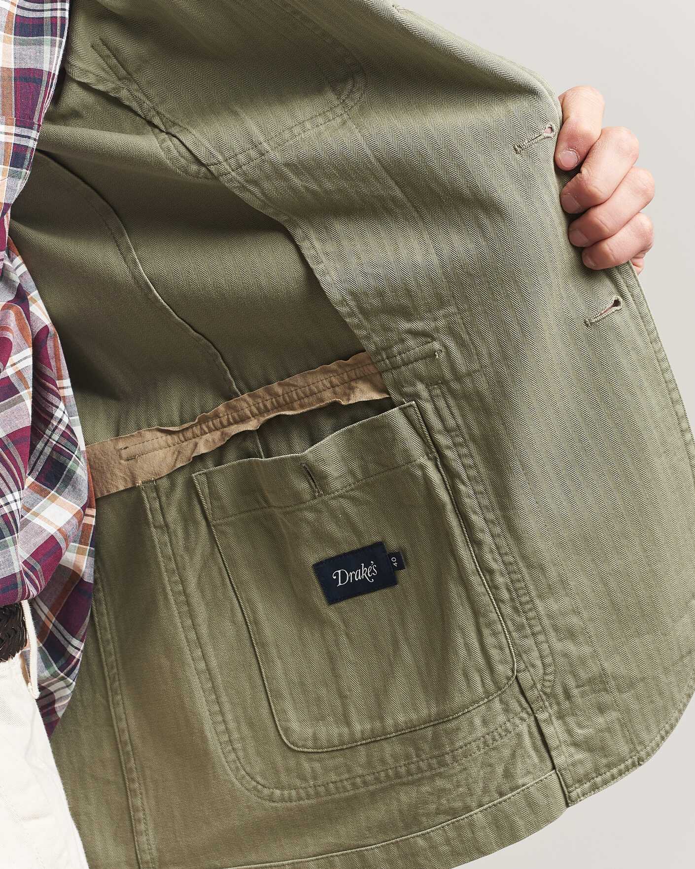 Herre | Blazere & jakker | Drake's | MKI Herringbone Games Blazer Olive