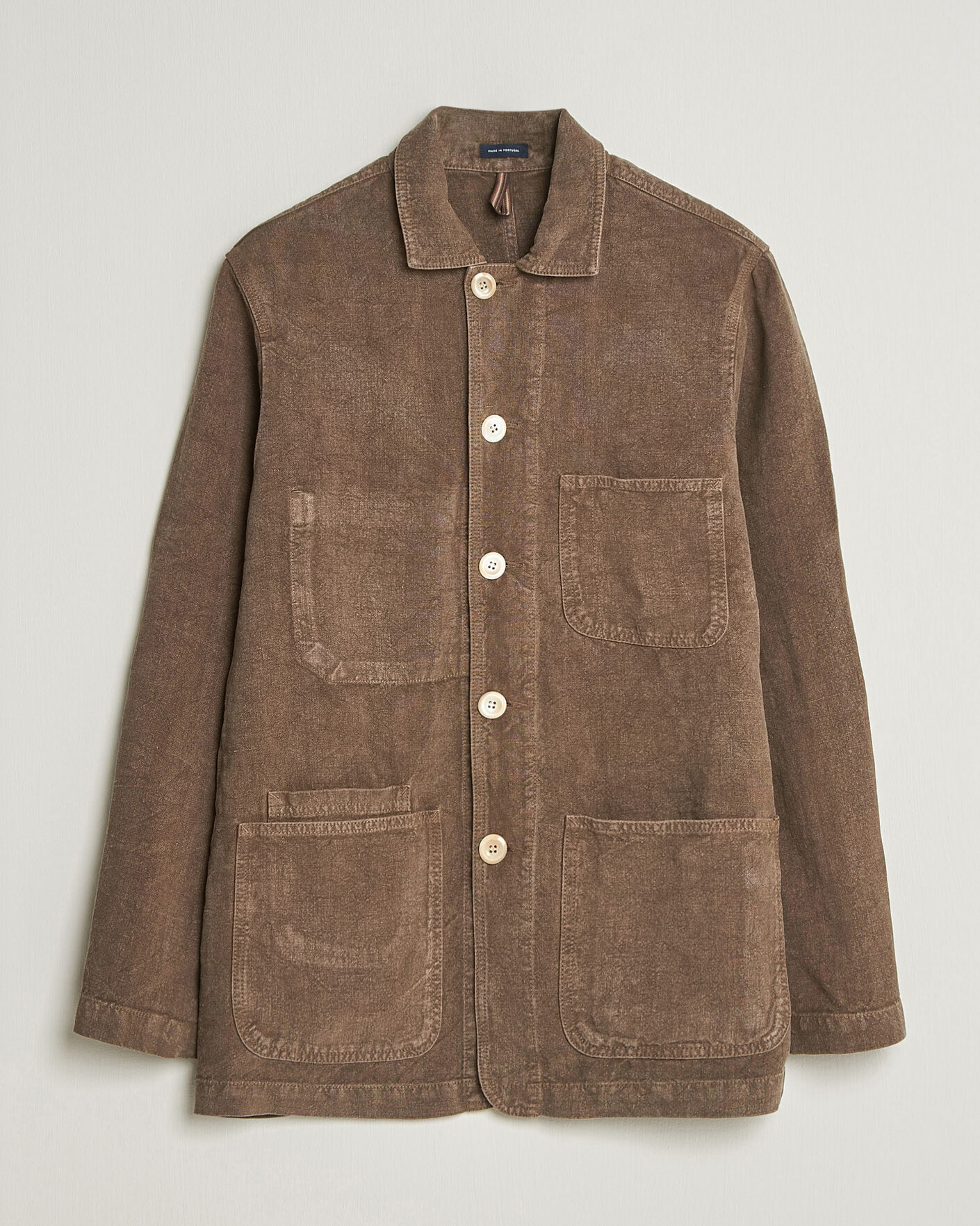 Herre | Jakker | Drake's | Heavy Linen Chore Jacket Brown