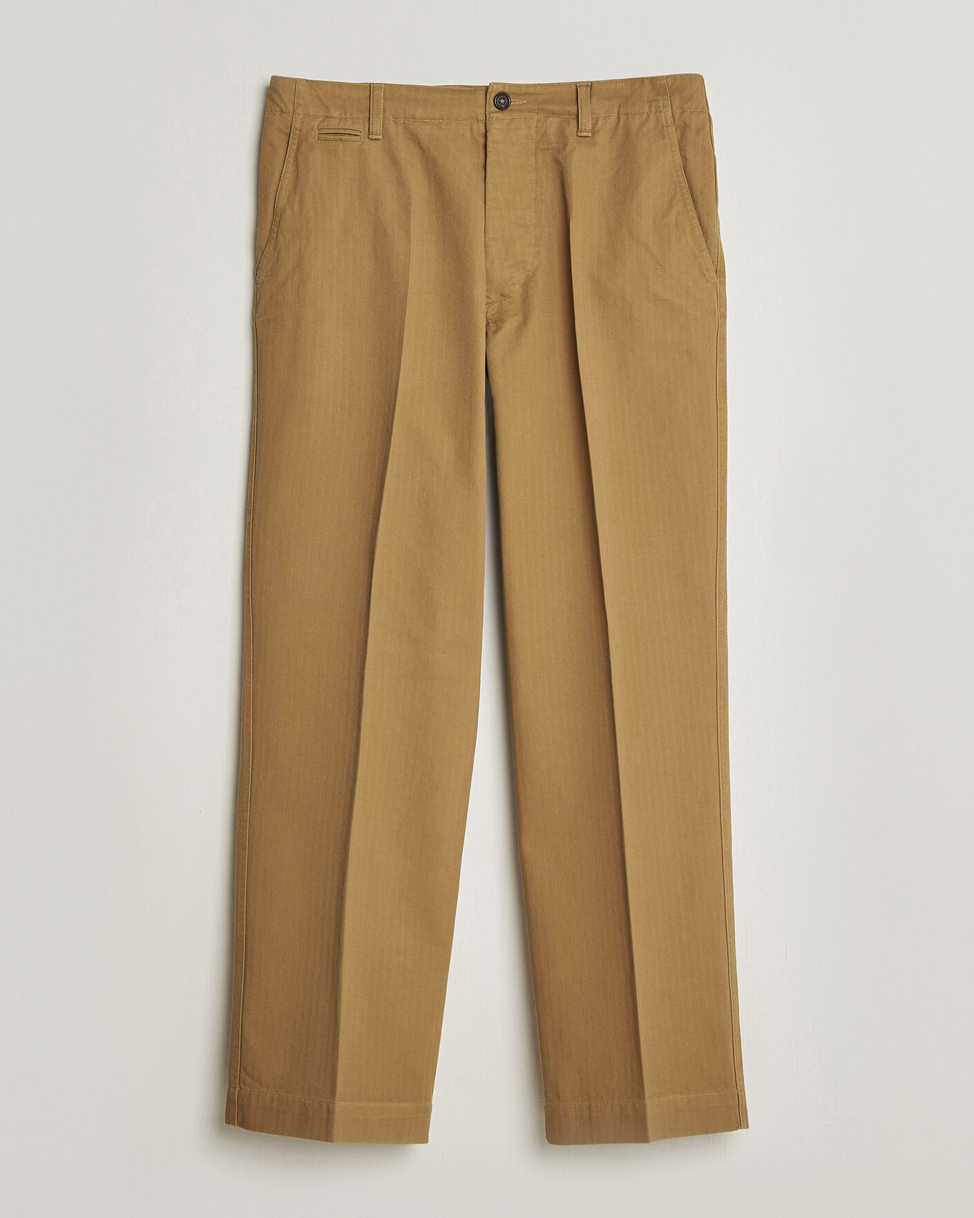 Herre | Bukser | Drake's | Herringbone Wide Leg Chino Khaki