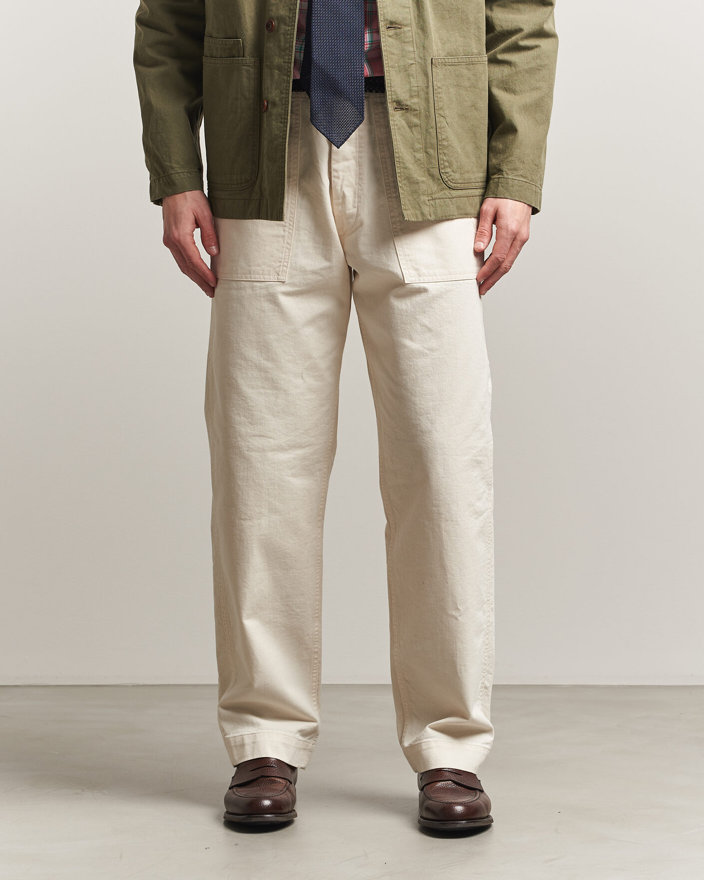 Herre | Bukser | Drake's | Twill Fatigue Trousers Ecru